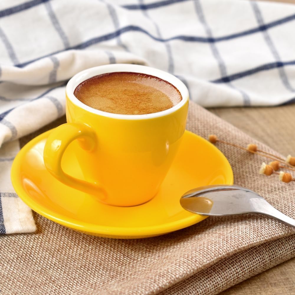 Espresso-Tassen 2er-Set mit Untertassen, Gelb
