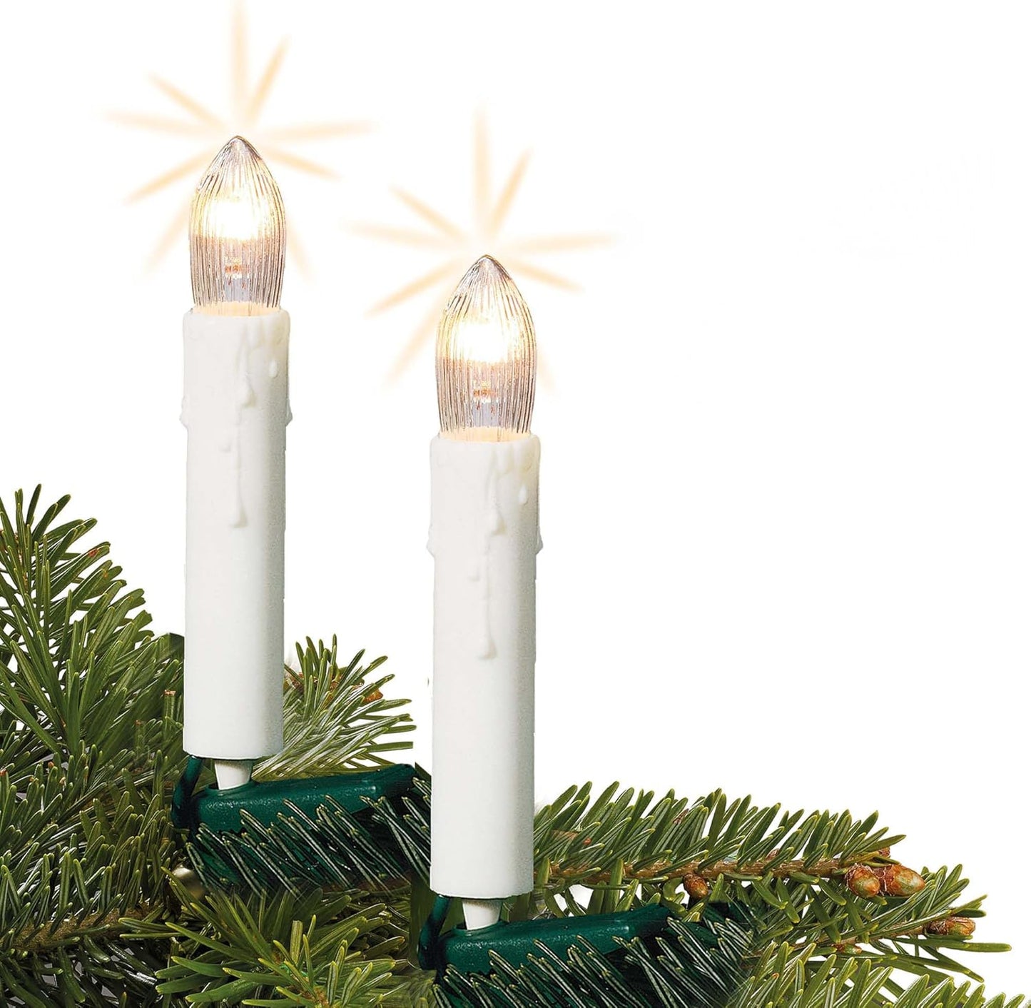 Kerzenlichterkette, Weiss, 6,6 m (10 BS) / Filament