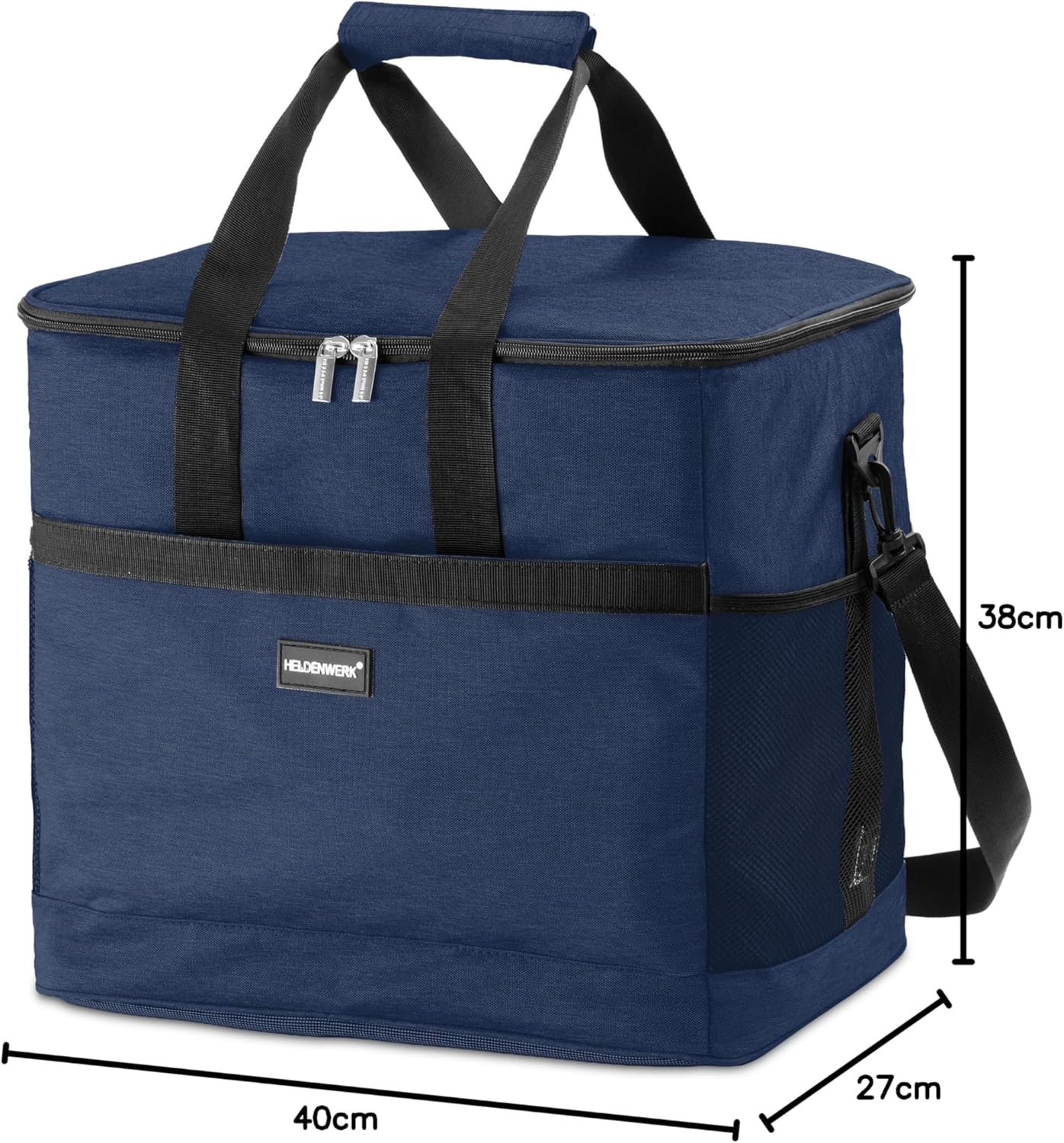 Faltbare Kühltasche mit Flaschenöffner & verstärktem Boden, Navyblue 40L (L40 x B27 x H38 cm)