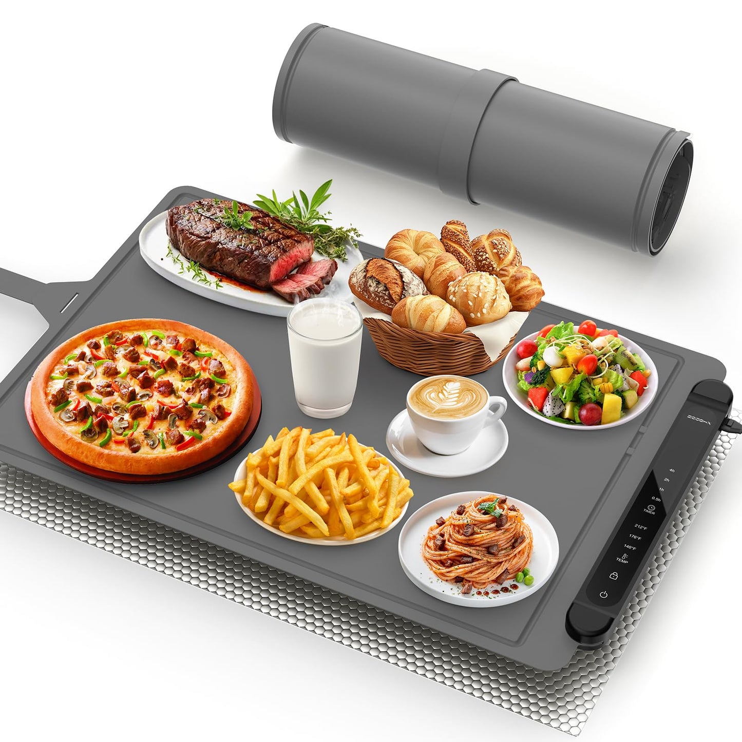 Elektrische Warmhalteplatte für Speisen (60×40 cm), Grau Schwarz