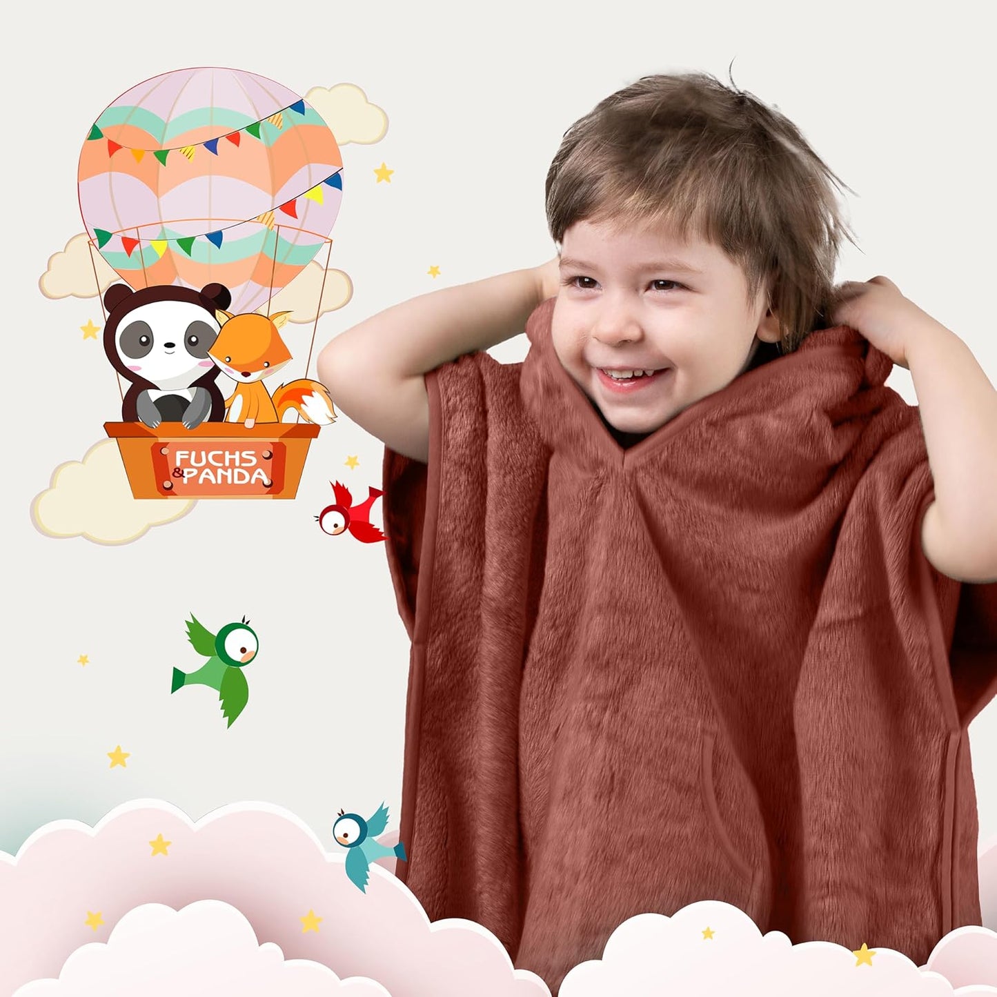Badeponcho für Babys und Kinder, Purpur-rot