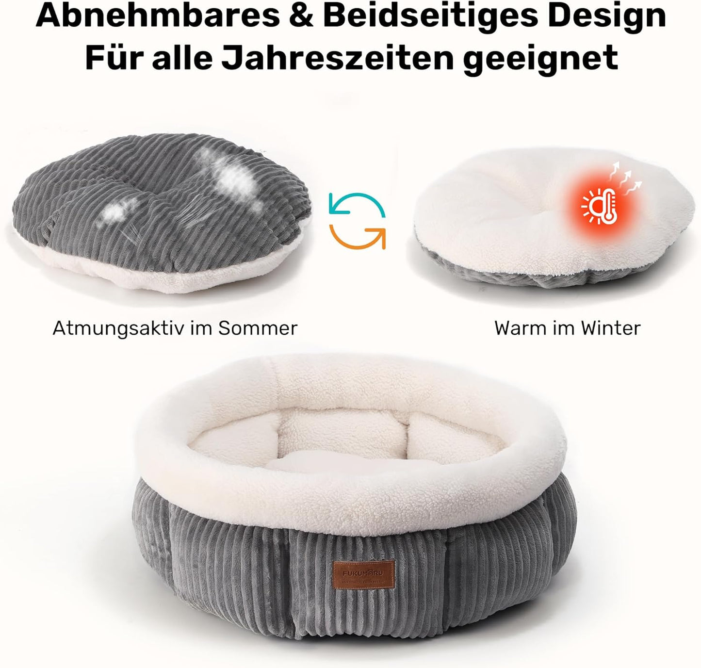 Katzenbett mit erhöhtem Rand, waschbar, grau