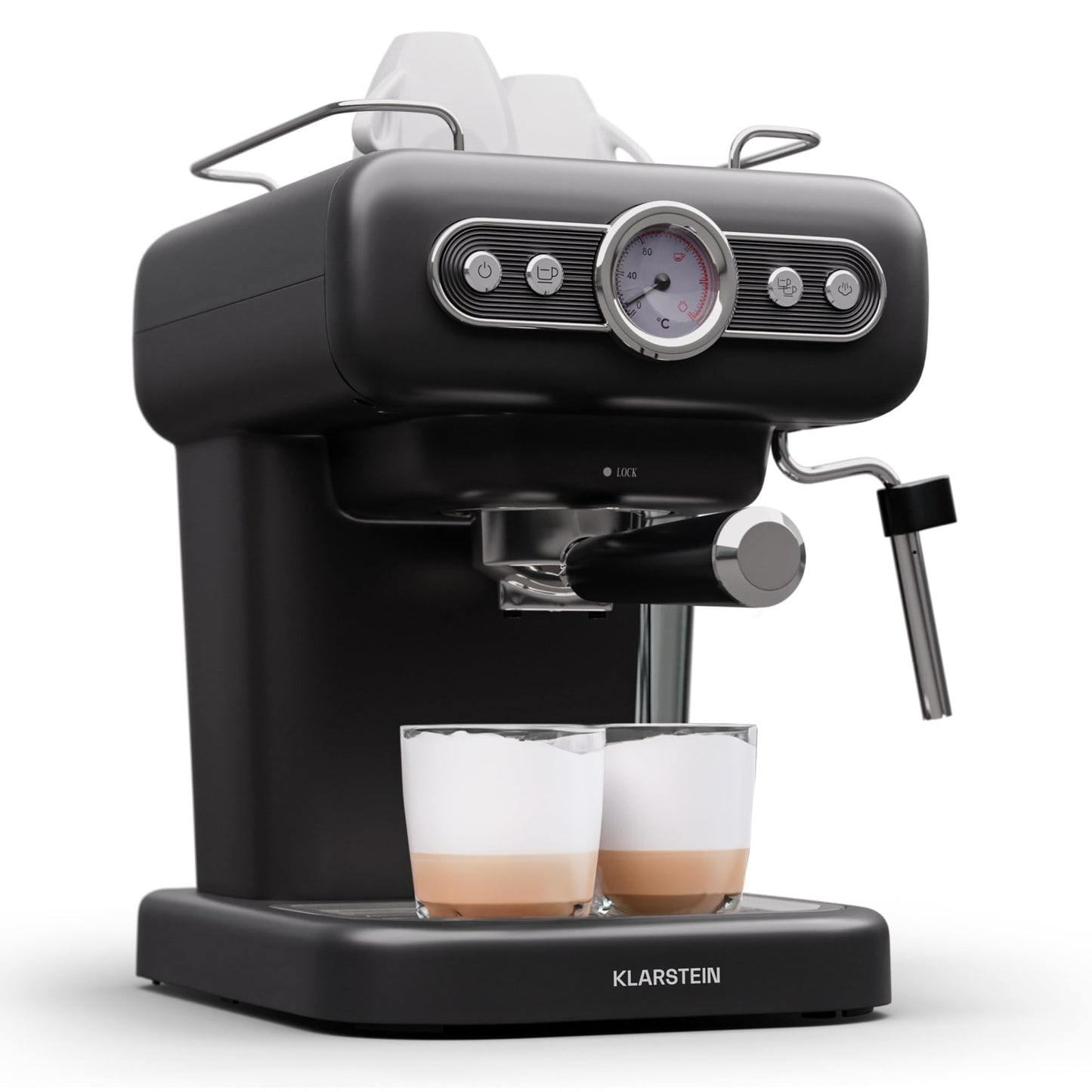 Retro Espressomaschine mit Milchaufschäumer, Espressionata evo Schwarz