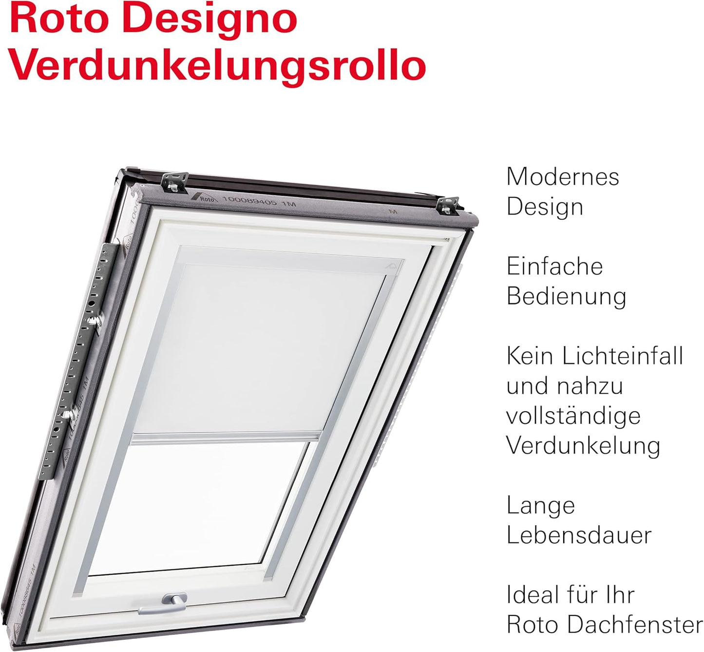Verdunkelungsrollo ZRV, Weiss B75 x H98 cm Führungsschiene Silber