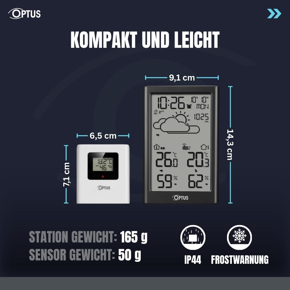 Funkwetterstation mit Aussensensor und DCF-Uhr