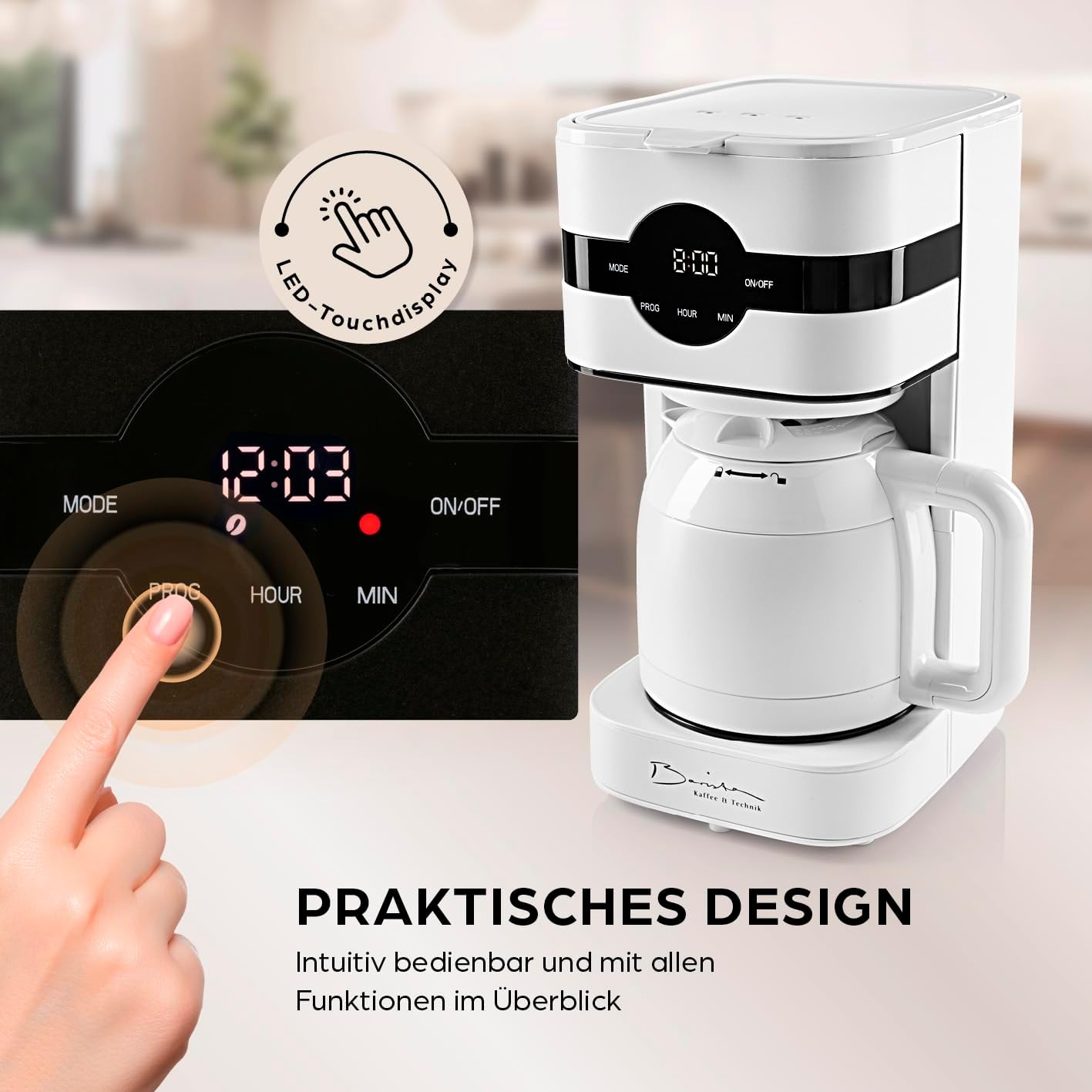 Filterkaffeemaschine mit Isolierkanne, 4) Weiß - Thermokanne