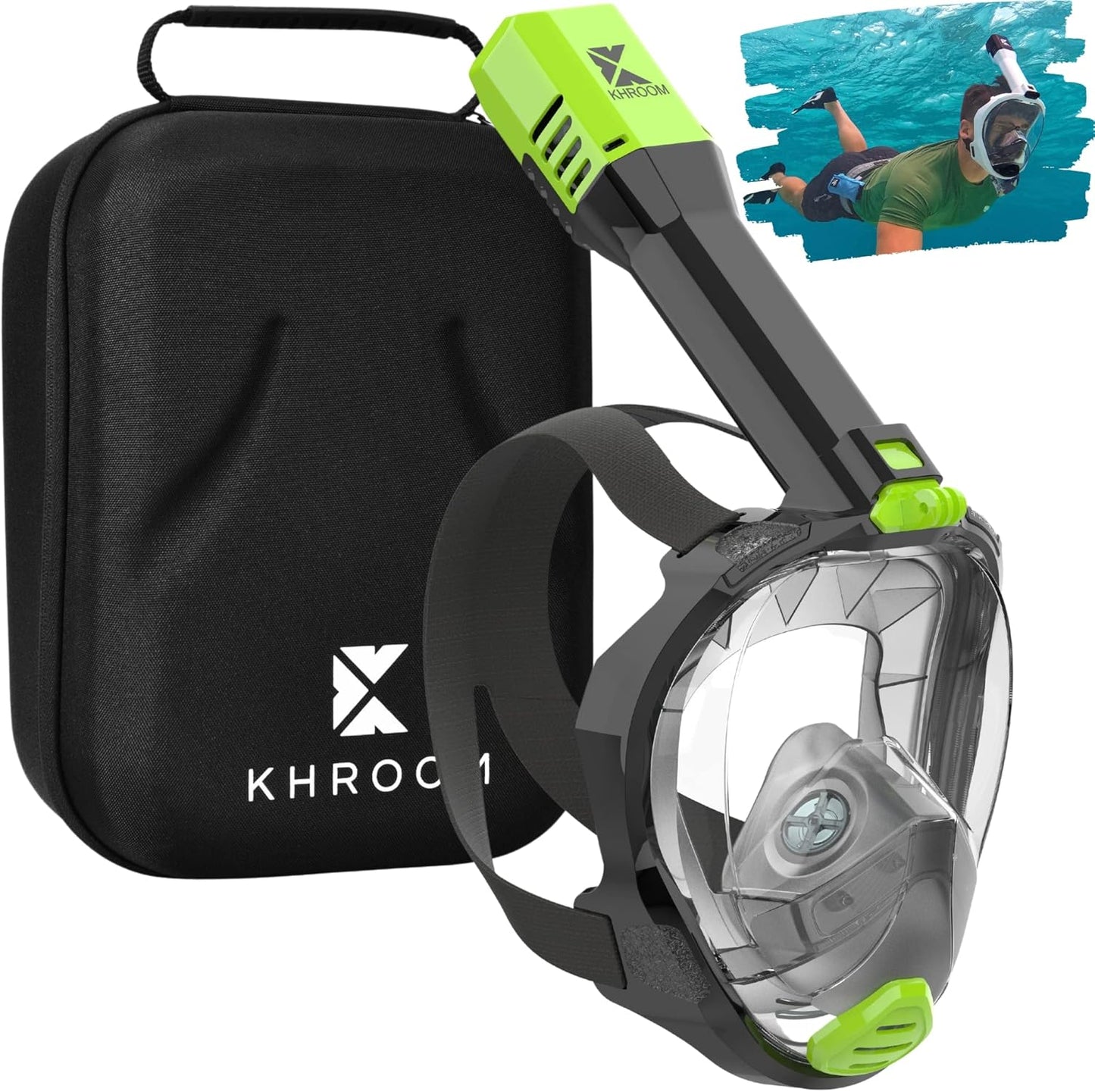 Seaview Pro Schnorchelmaske, ab 1.70m (L-XL), Neon-Grün + Soft Case