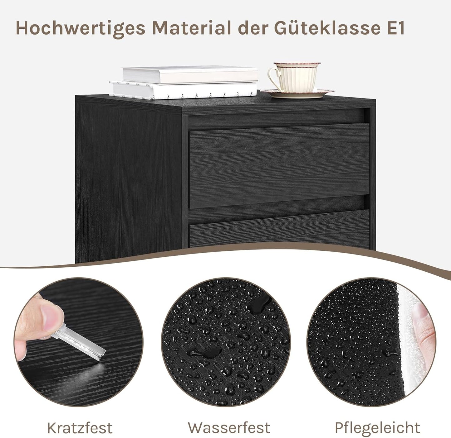 Mobiler Aktenschrank mit 3 Schubladen, 3 Ablagen(40T x 40B x 70H cm) Schwarz