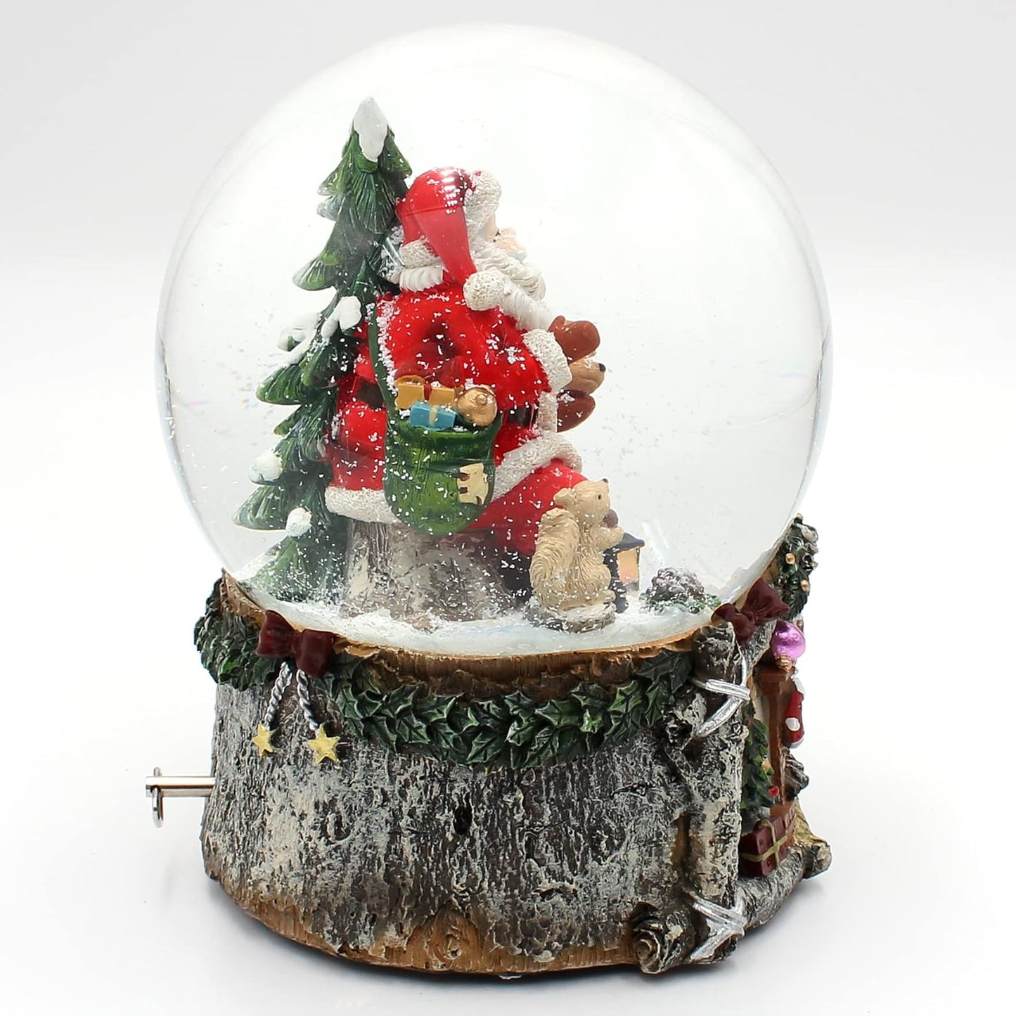 XXL Schneekugel mit Weihnachtsmann & Reh (mit Sound), Wm-reh