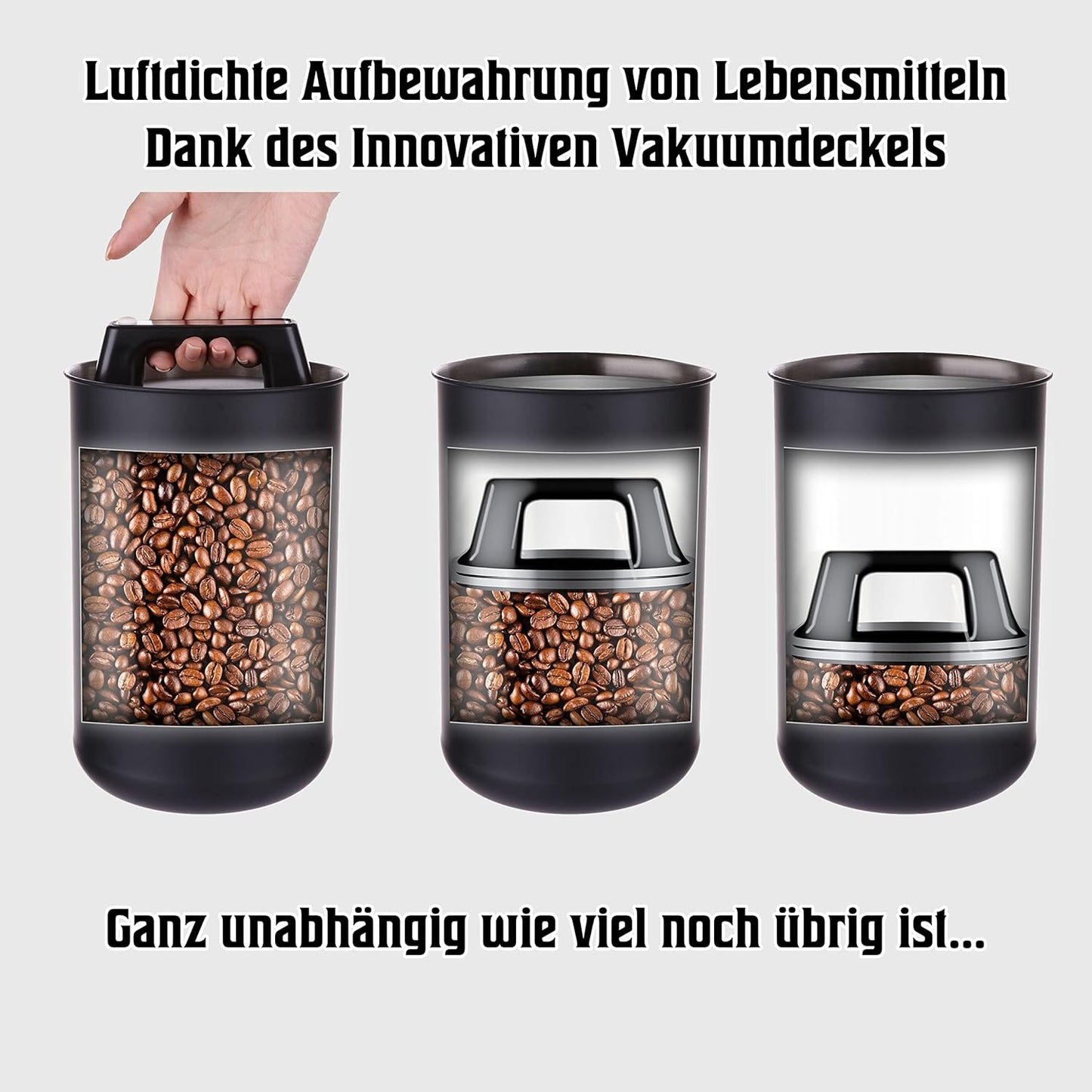 Kaffeedose mit Vakuumdeckel & Aromaverschluss, Weiss Matt