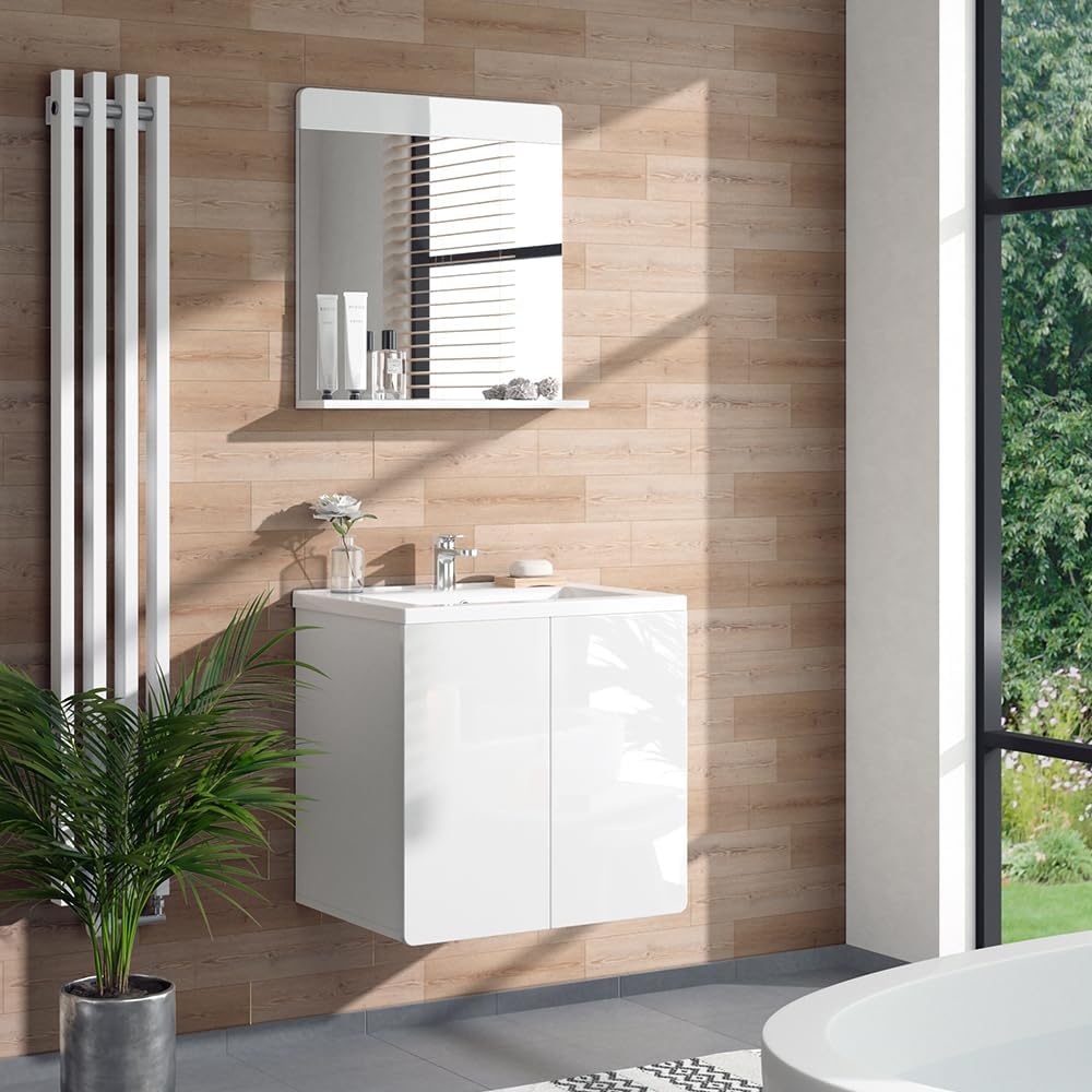 Badezimmerspiegel Izan, 60L x 12B cm, Weiss
