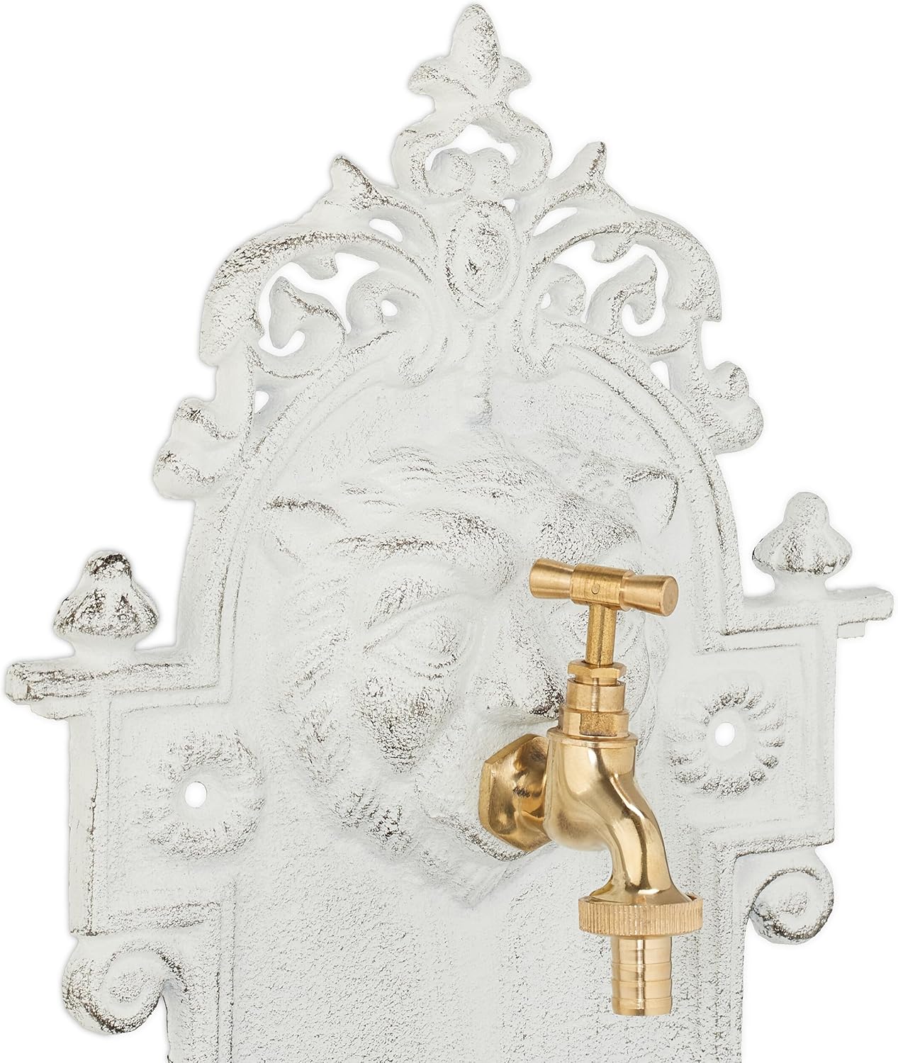 Wandbrunnen Wasserspeier mit Waschbecken & Wasserhahn, Weiß