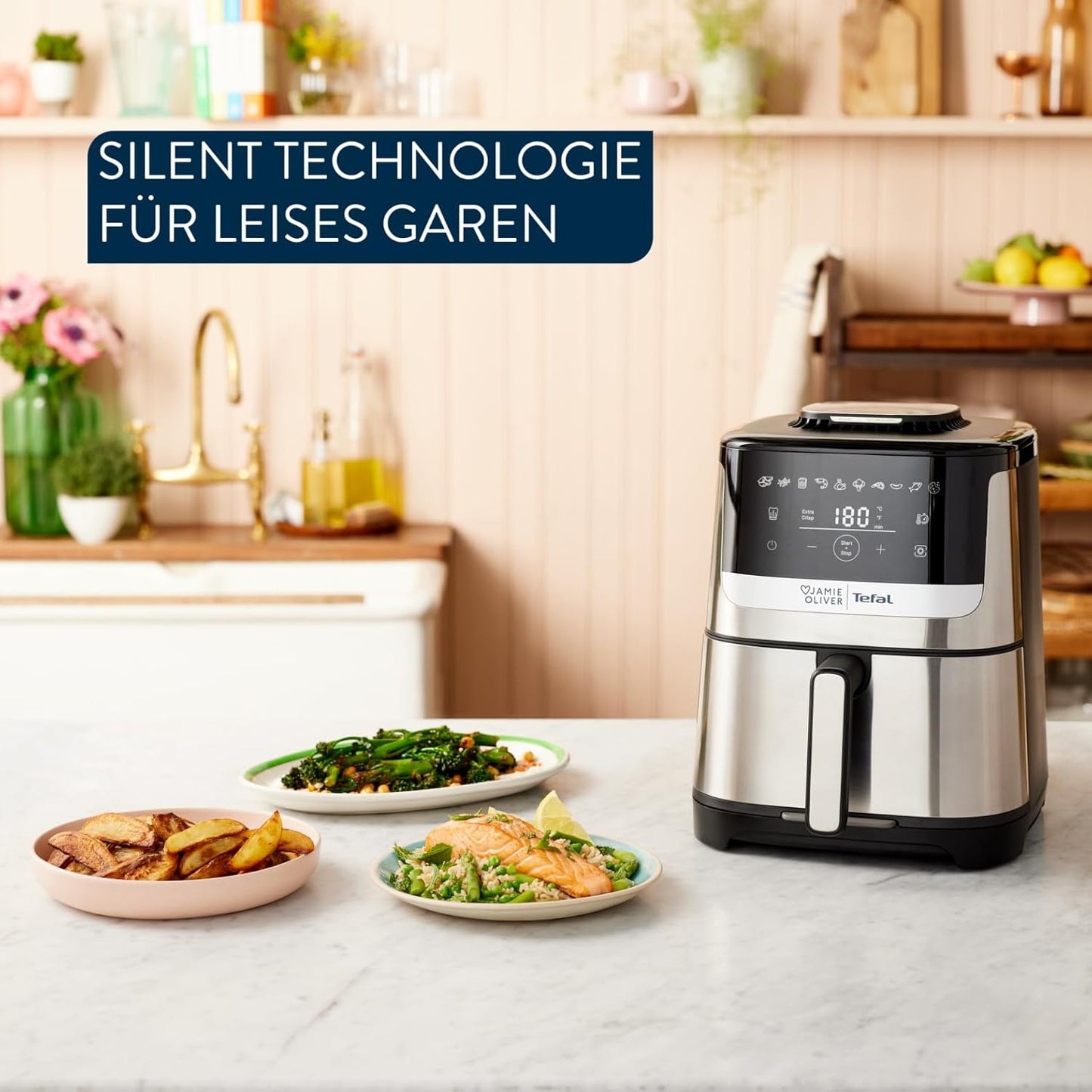 Easy Fry Silence Deluxe Heissluftfritteuse EY55JDE0, Deluxe 5 L by Jamie Oliver