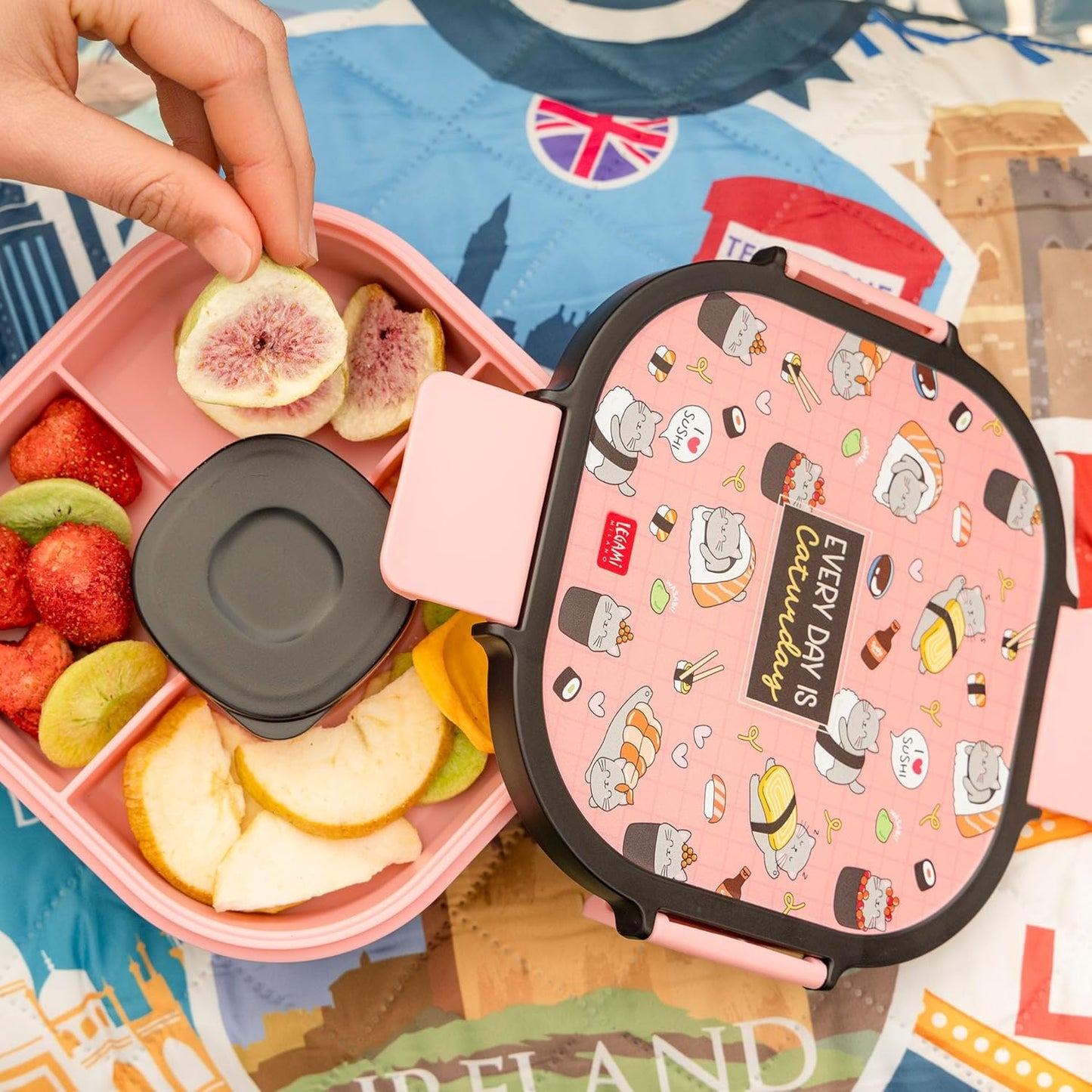 Lunchbox mit Tablett & Gewürzbehälter (1700 ml), SUSHI CAT