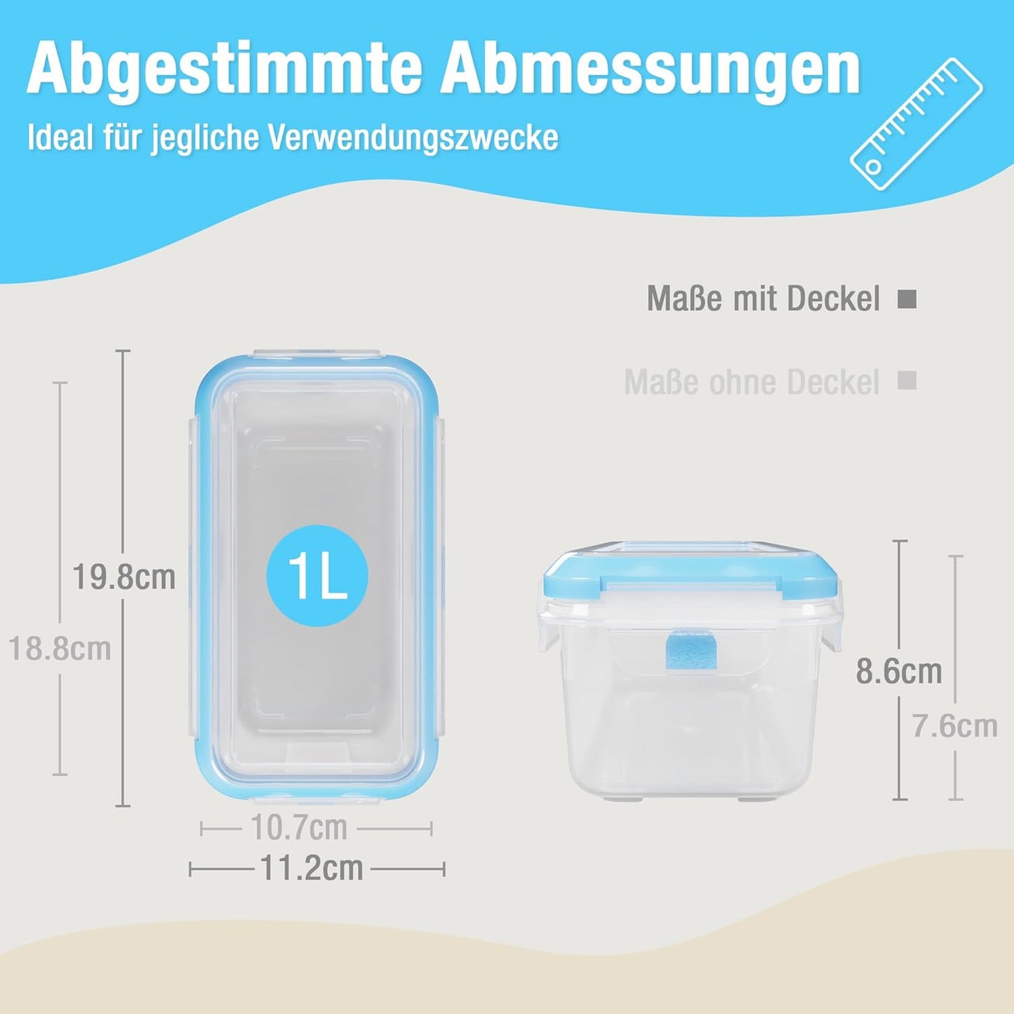 4er-Set Frischhaltedosen, 1 L | 4er Set