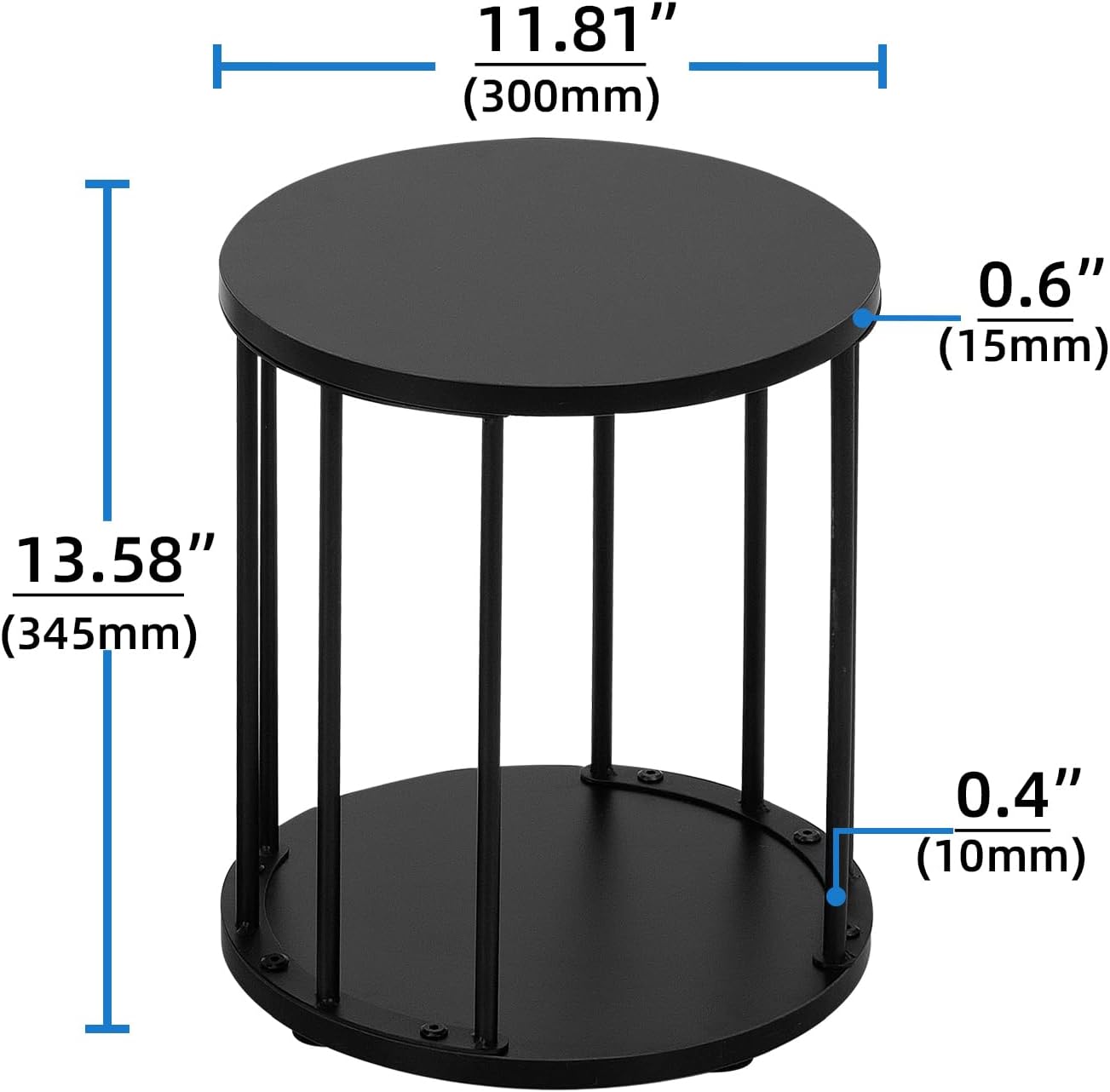 Runder Pflanzenständer, Schwarz H35cm