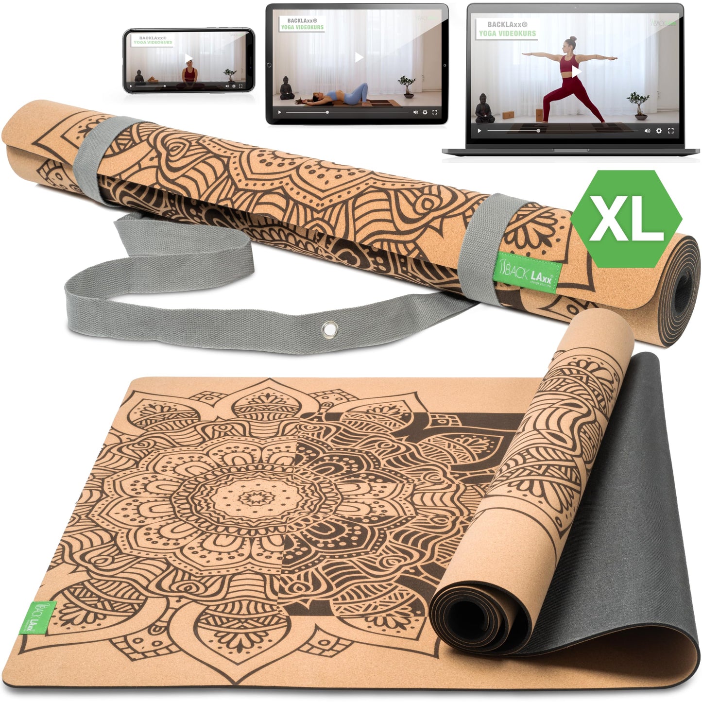 Yogamatte XL mit Anti-Rutsch-Zonen, ACHTSAMKEIT - XL