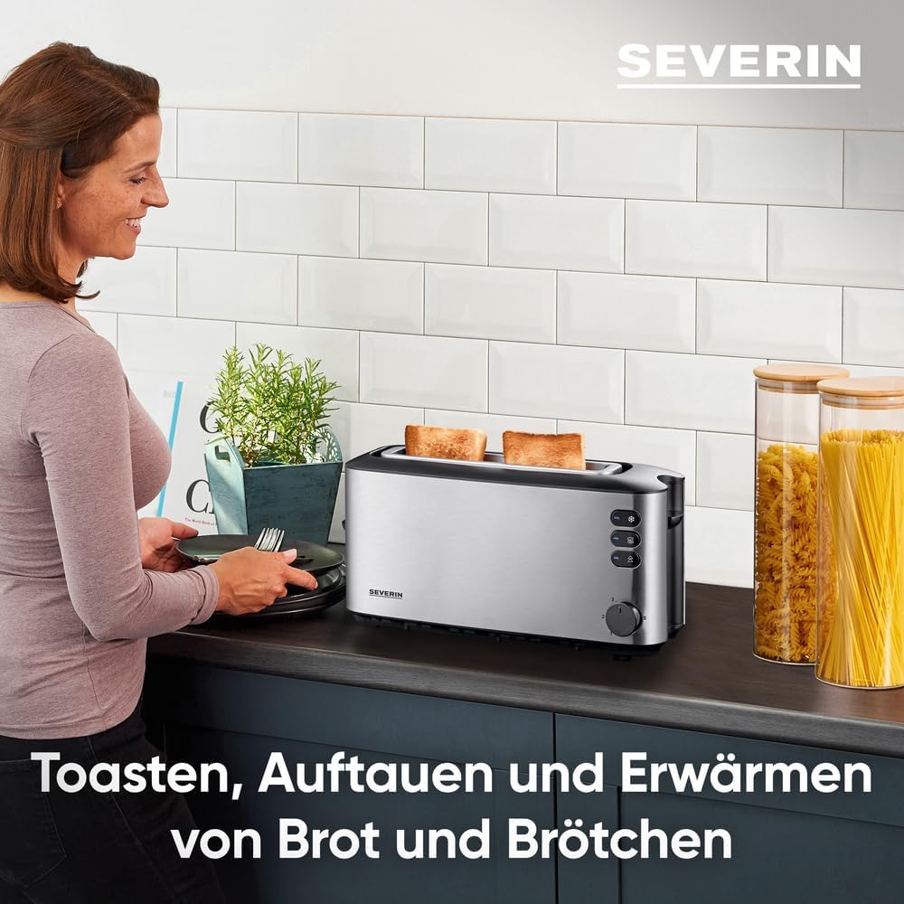 Automatik-Langschlitztoaster mit Brötchenaufsatz, 1 Langschlitz-Röstkammern ; Single
