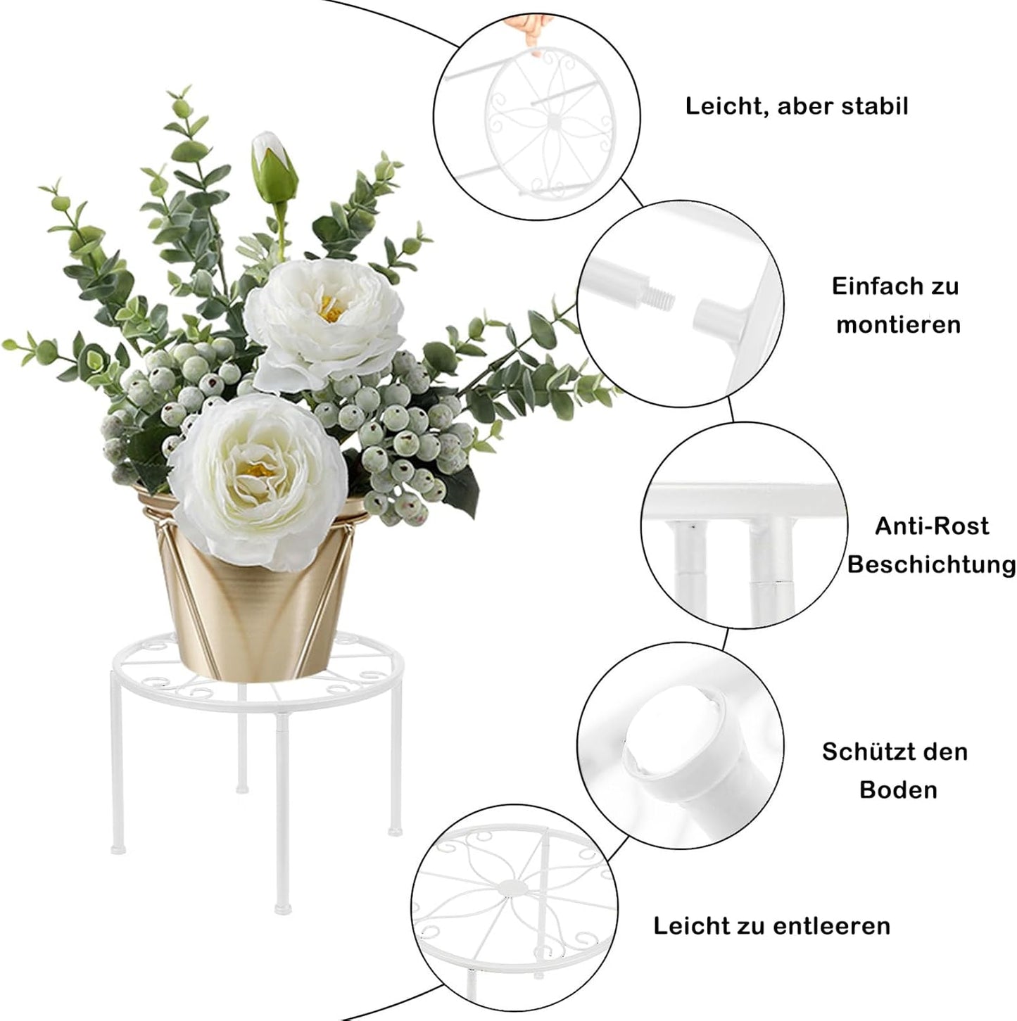 4er Set Blumenständer, Weiss
