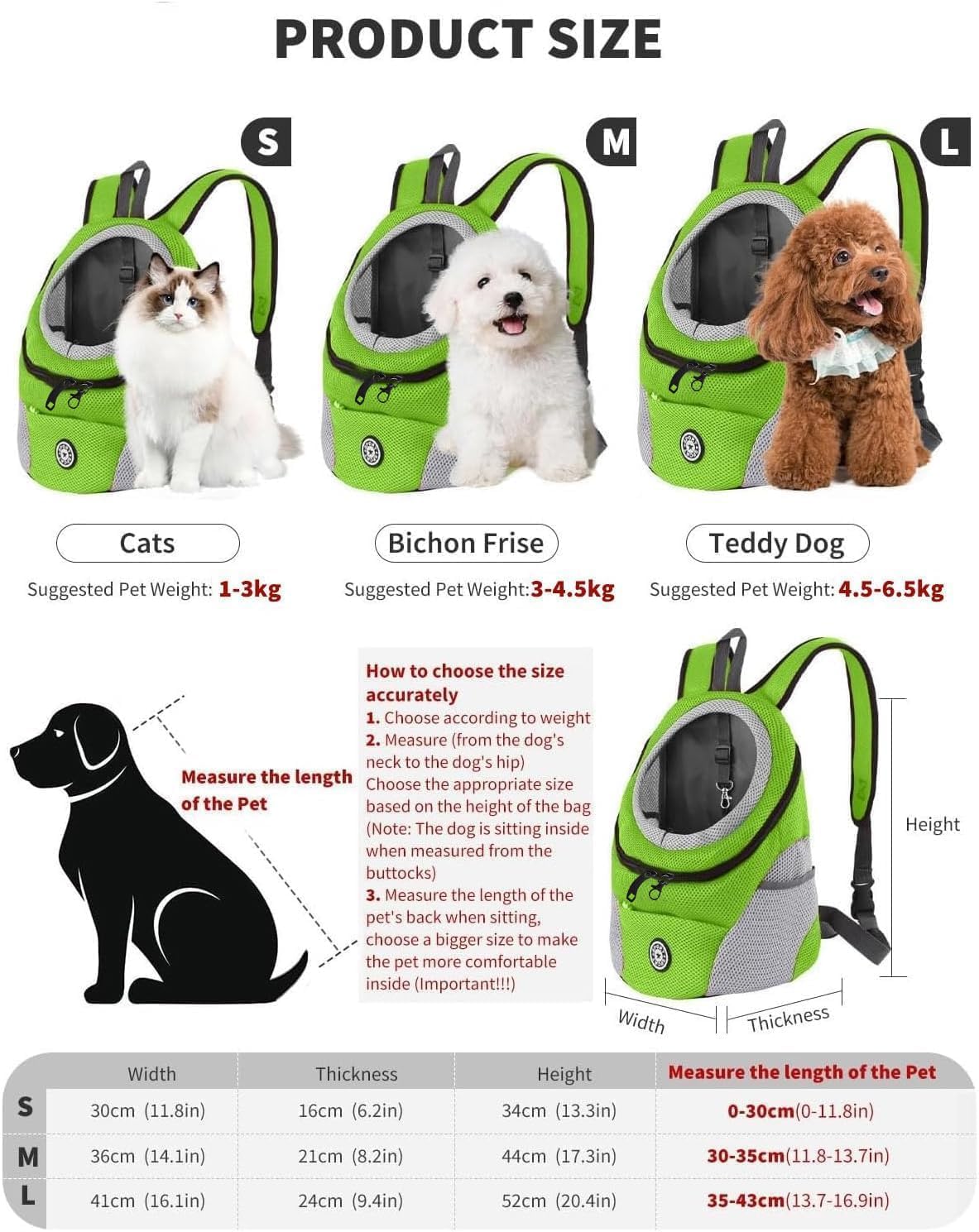 Hundetragerucksack, M Grün