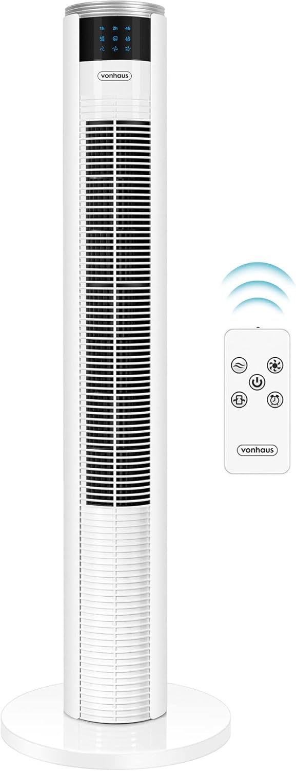 Turmventilator mit Fernbedienung, Weiss