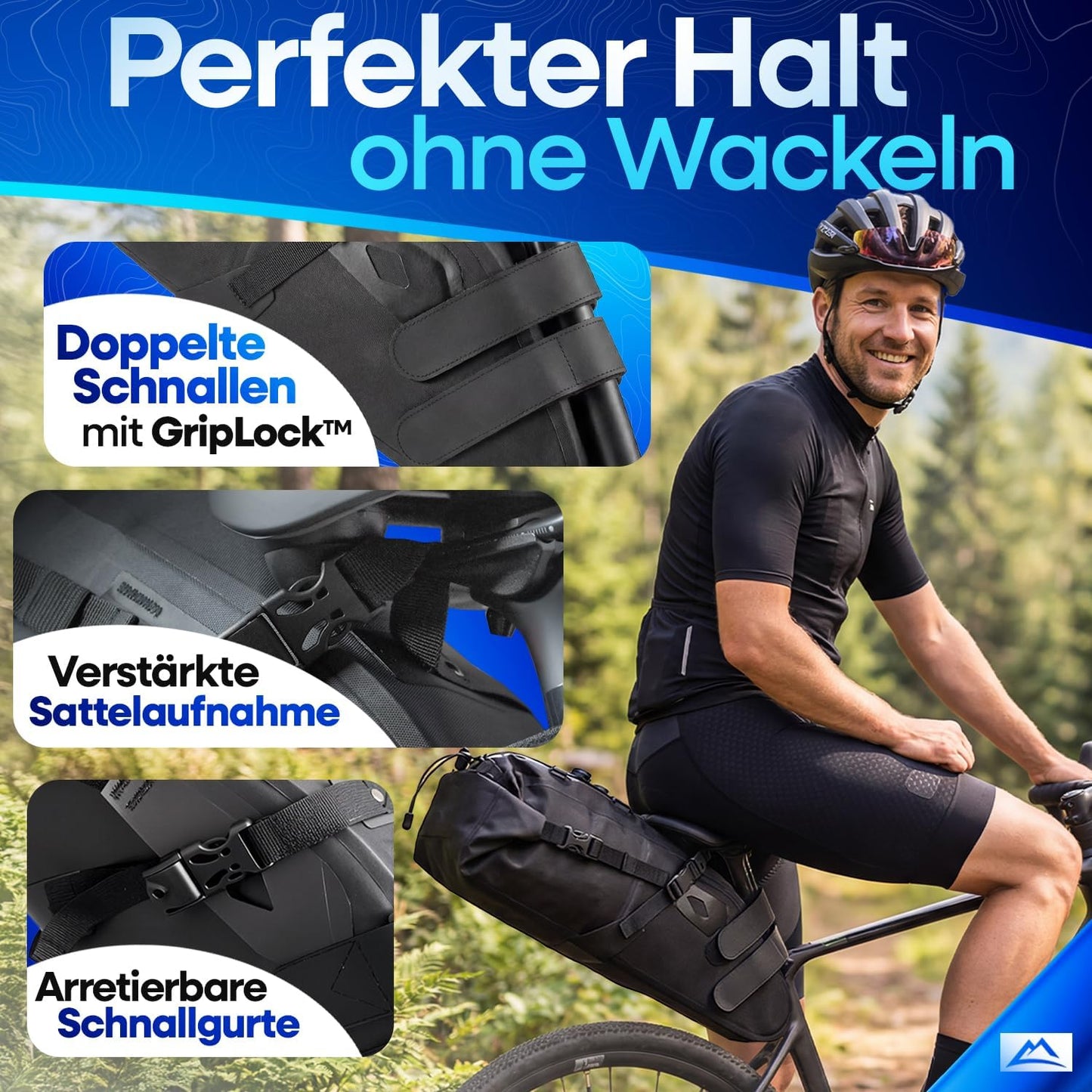 Bikepacking Satteltasche, Schwarz