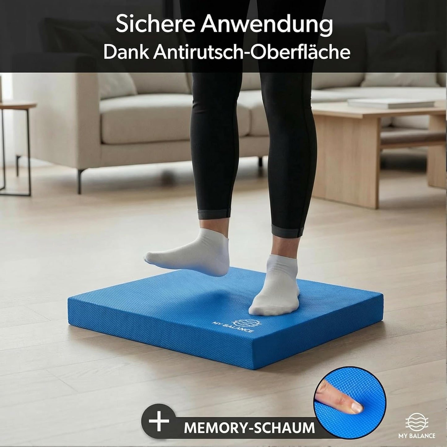 Balance Pad mit Widerstandsband, Blau