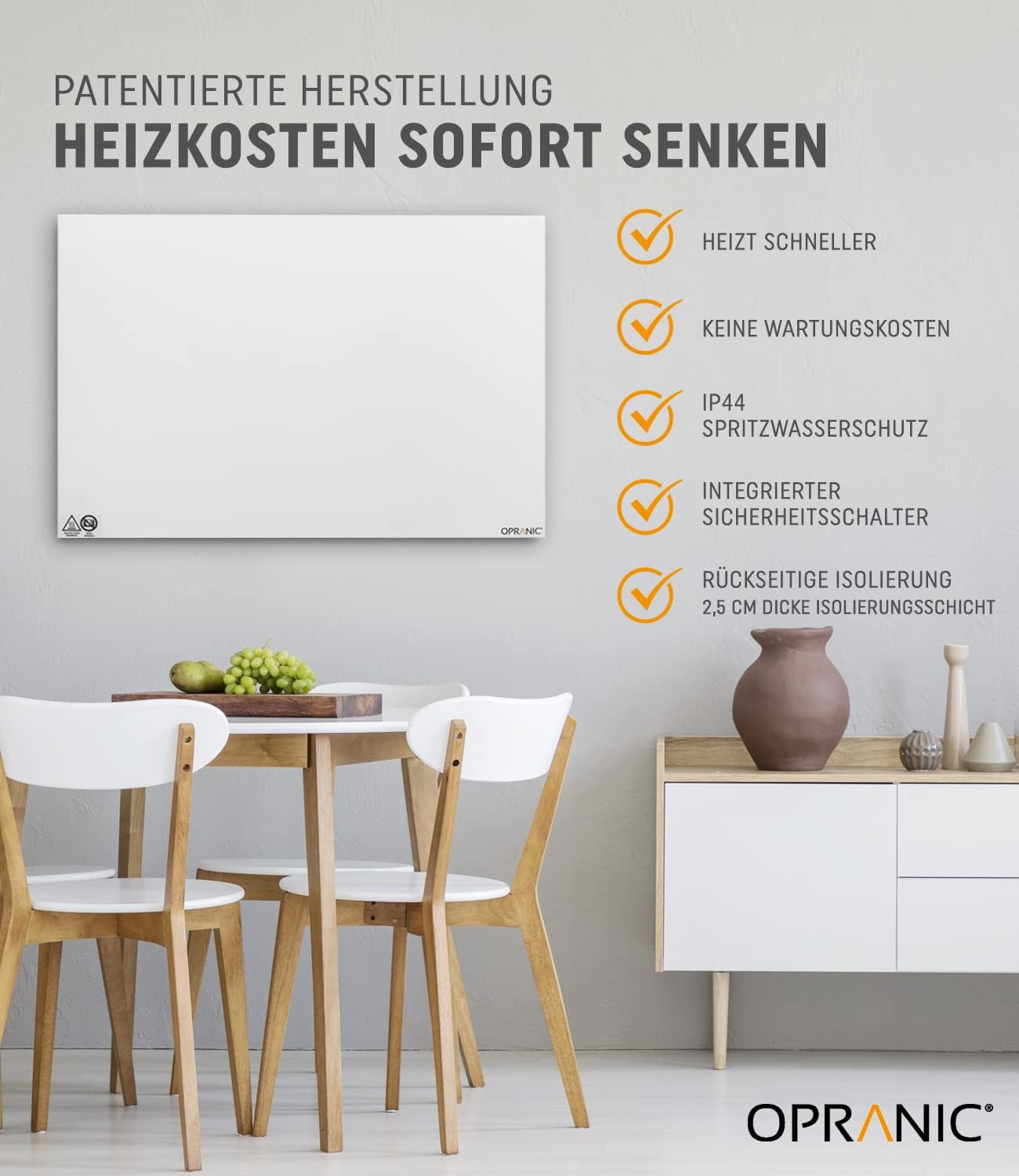 Infrarotheizung für Deckenmontage, Weiß 300 Watt