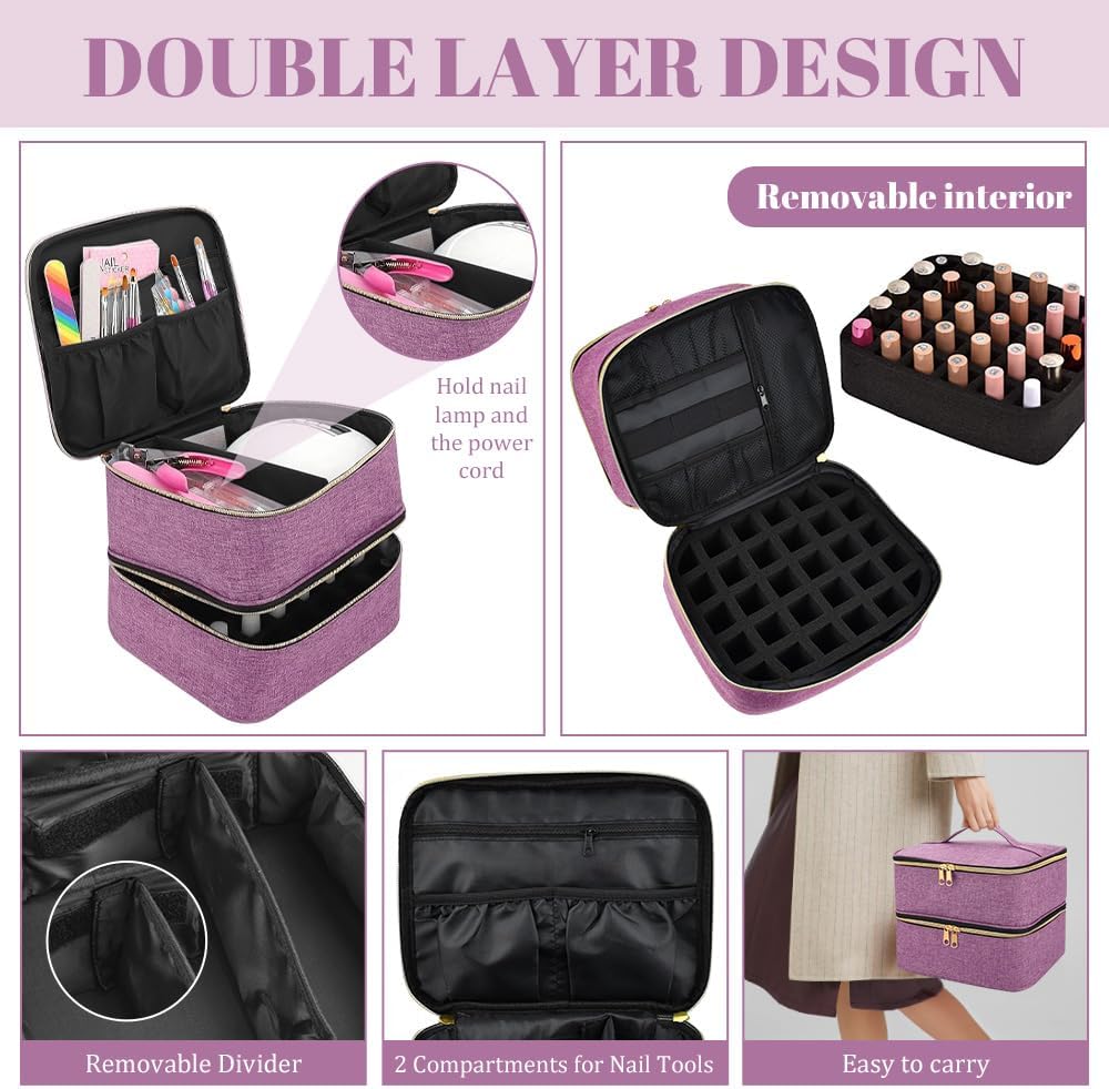 Nagellack Organizer Tasche für 30 Flaschen, Lila