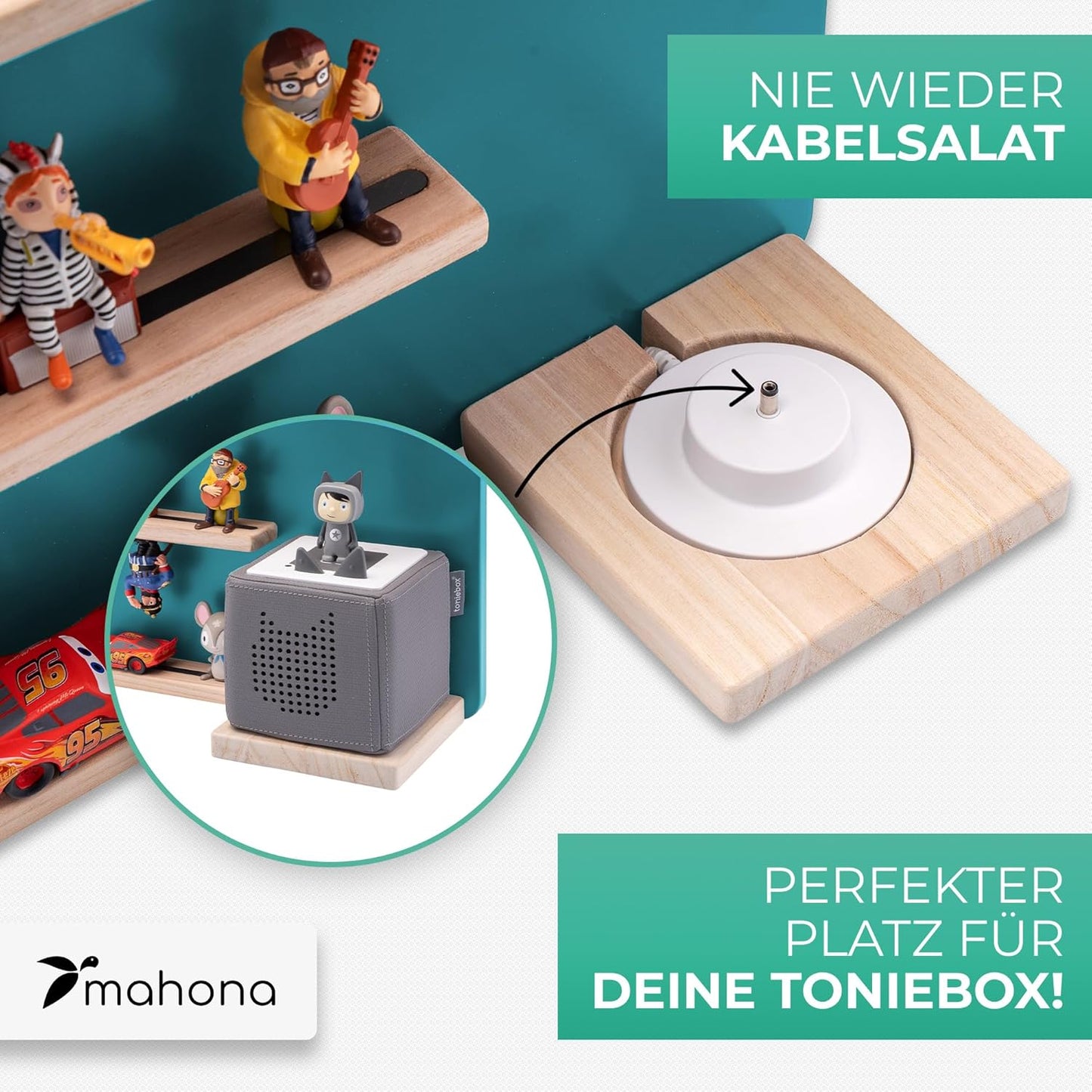 Toniebox Figurenregal für Kinderzimmer, Display-Regal Türkis