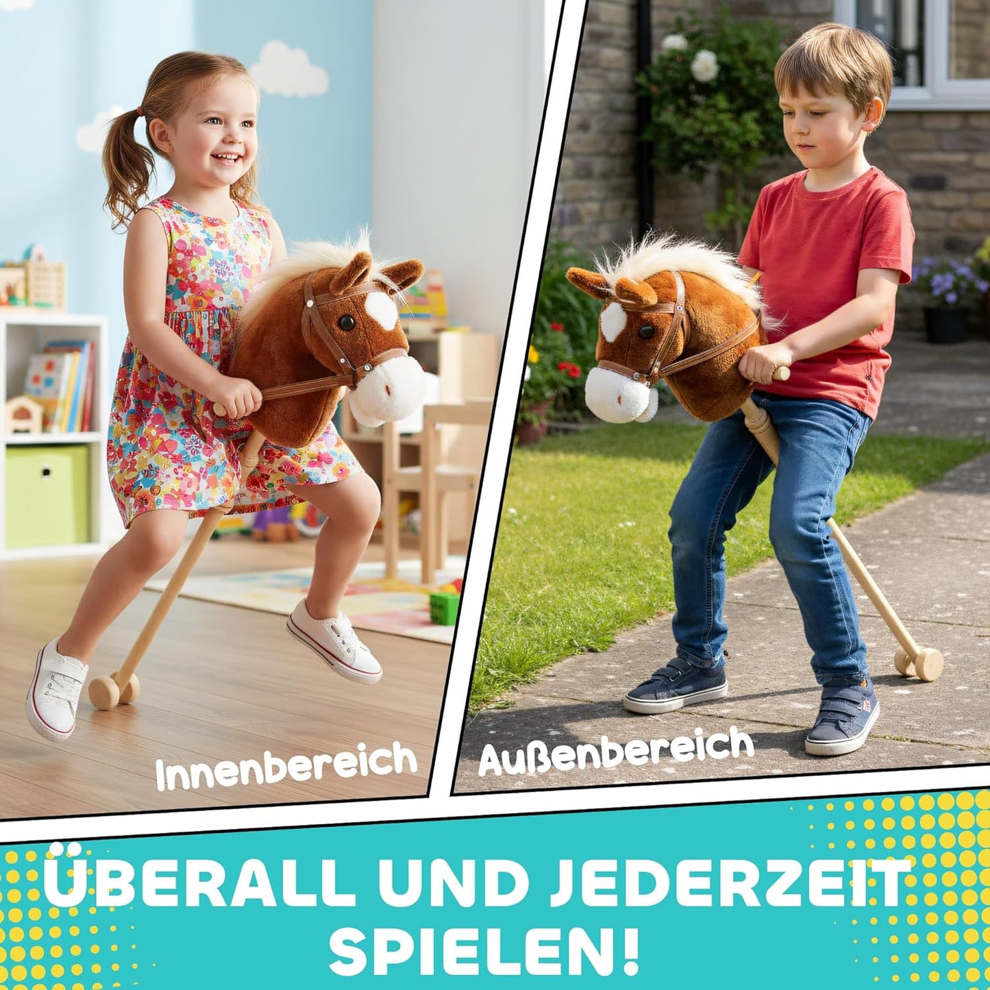 Hobby Horse Steckenpferd mit Sound und Rollen