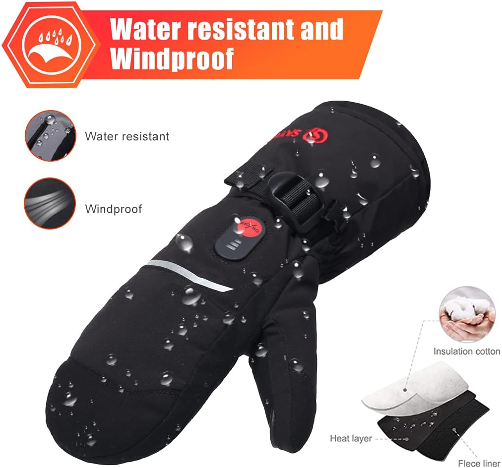 Wiederaufladbare beheizte Ski-Handschuhe für Winteraktivitäten, Schwarz XL