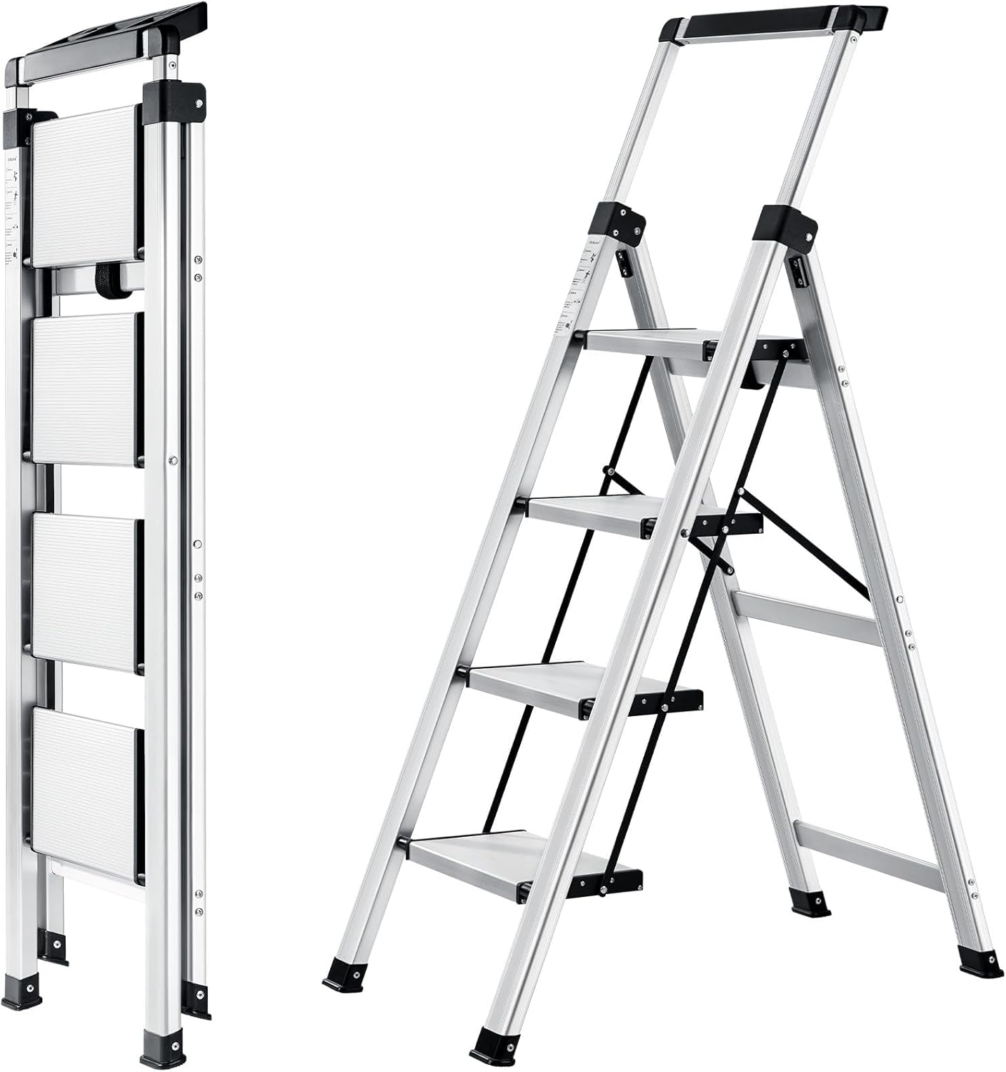 4-stufige Stehleiter mit ausziehbarem Handlauf, 4 stufen