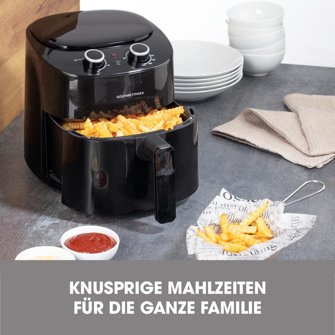 Heissluftfritteuse mit 8 Programmen, 4,5 Liter