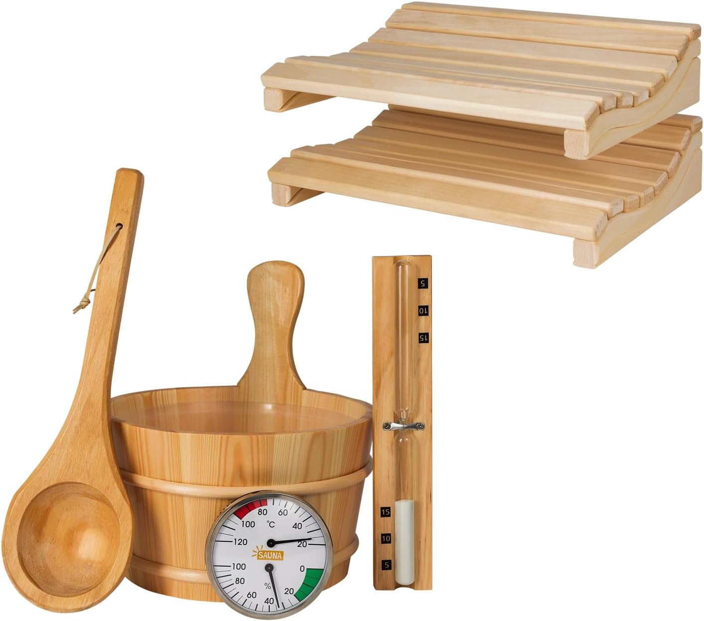 Saunazubehörset, Bundle: Komplettset + 2x Kopfstütze