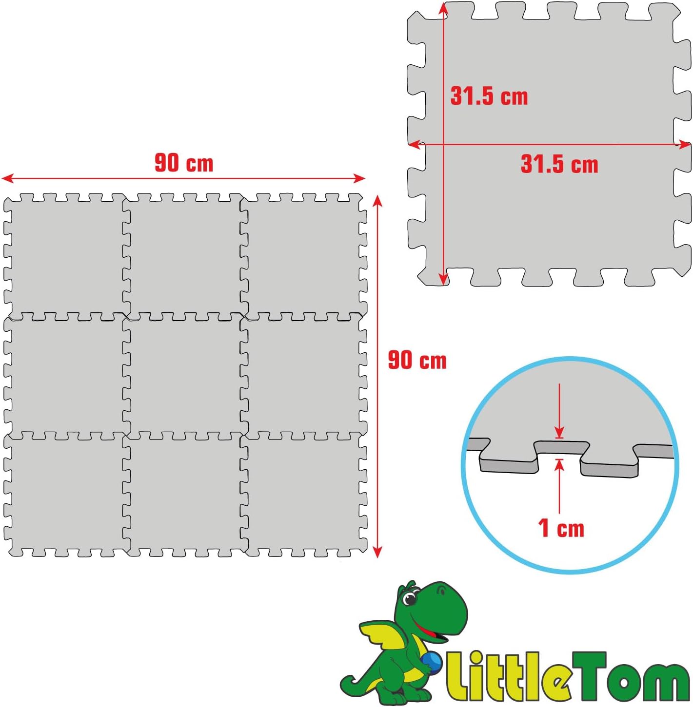 9-teiliges Baby Puzzlematten-Set, Graublau