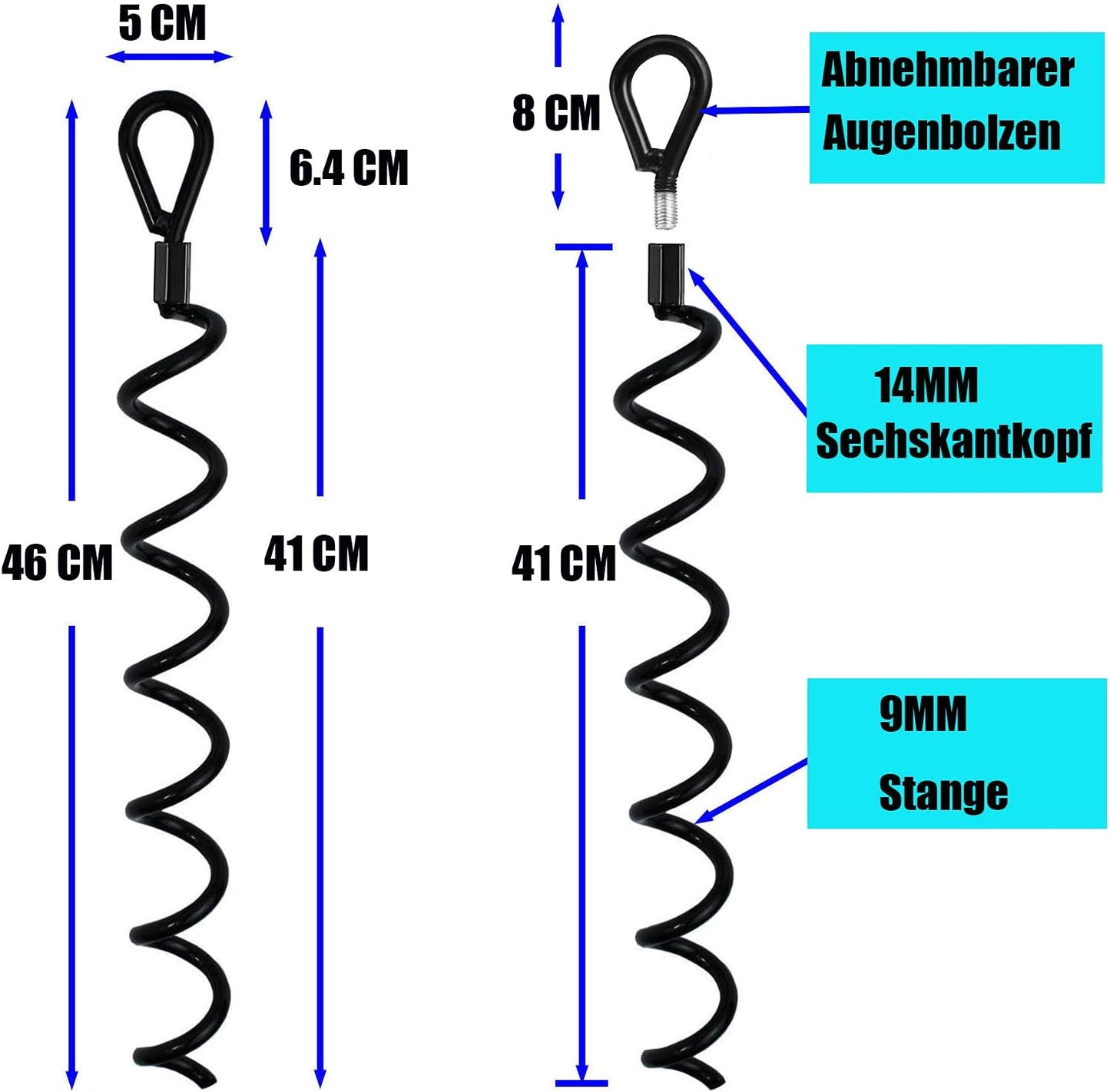 4-teiliges Spiral Erdanker-Kit für Zelte