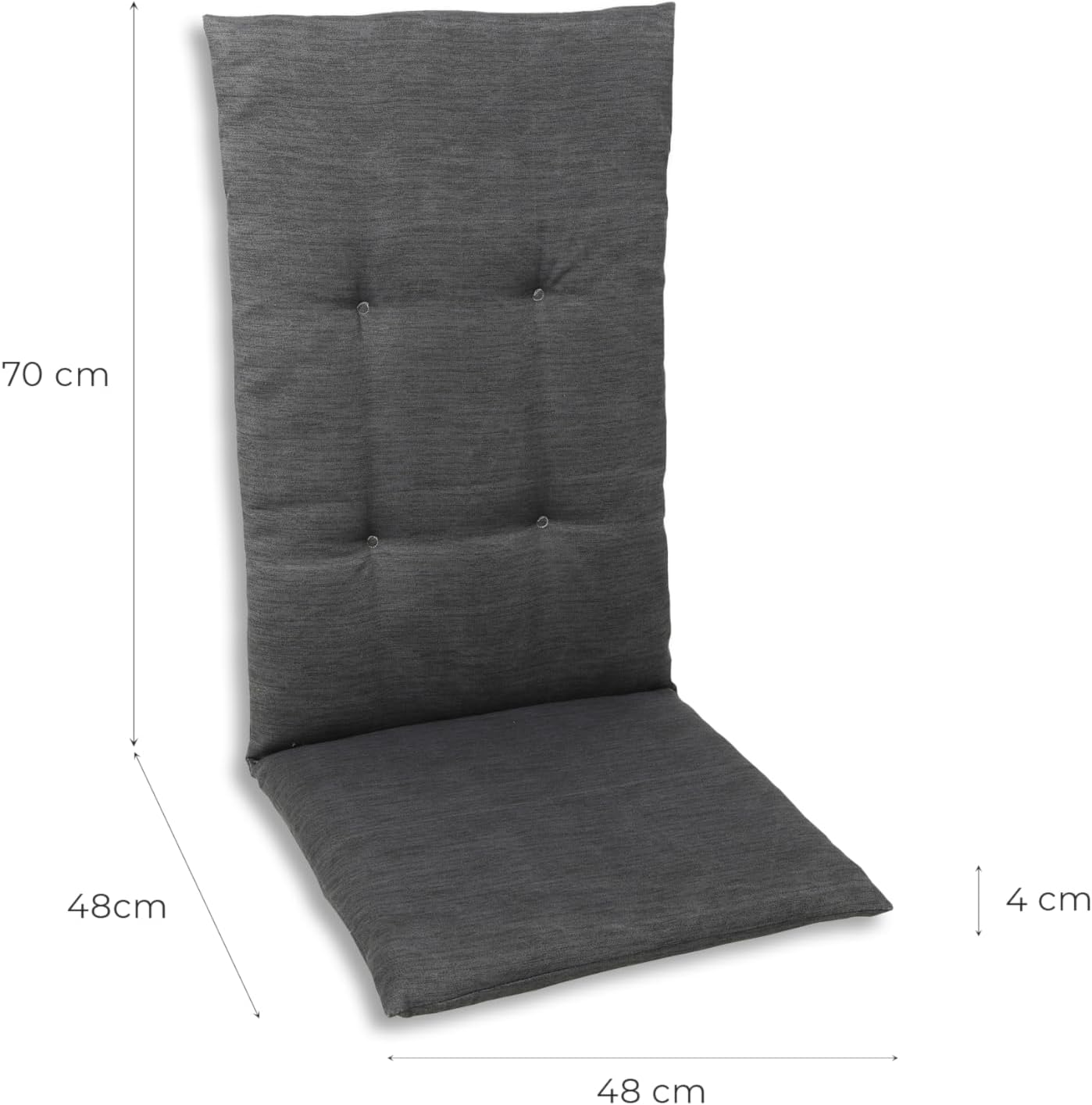 Polsterauflagen-Set für Gartenstühle, Hochlehner Uni Anthrazit 2