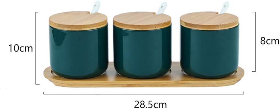 Gewürzdosen-Set mit Bambusdeckel, Grün, 3er Set