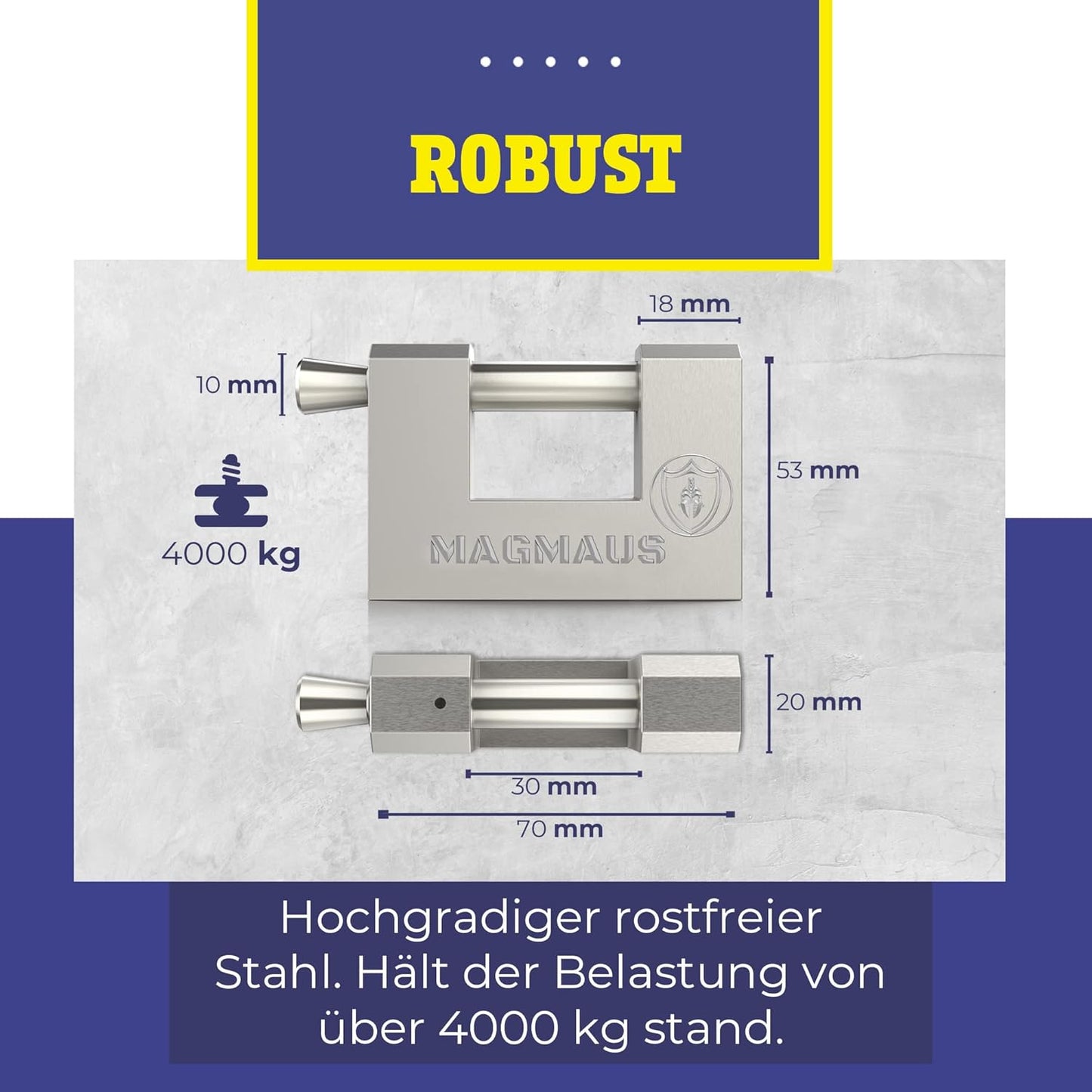 Vorhängeschloss RTL/70, 70 mm|3 Schlüssel Silber
