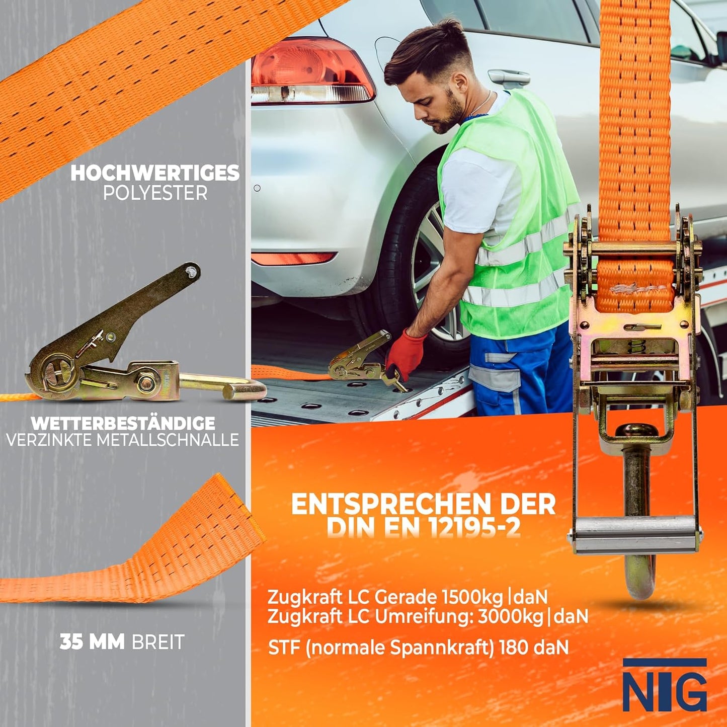 4 Stück Spanngurte für Auto-Transport