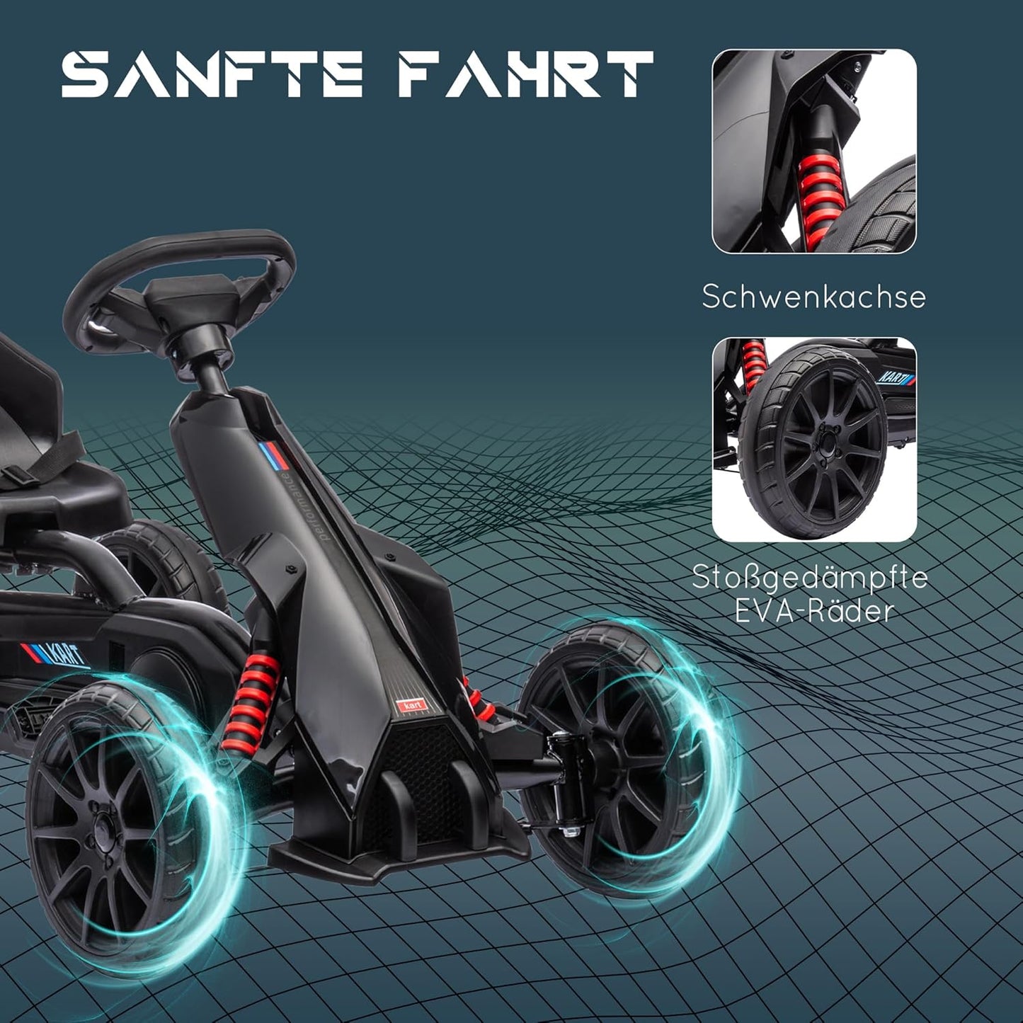 Gokart Tretauto für Kinder, Schwarz