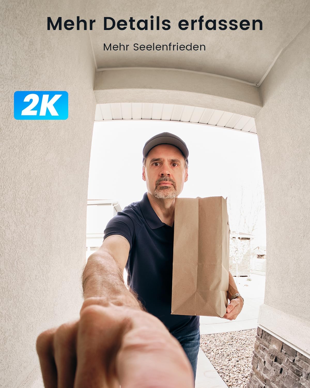 2K Video-Türklingel mit Kamera, AI Bewegungserkennung, 2,4GHz WLAN, Grau