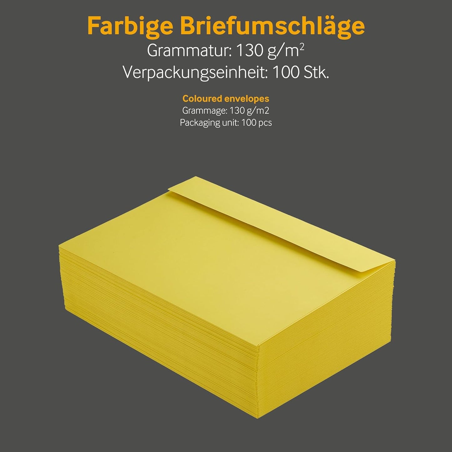 Briefumschläge C5 mit Fenster, haftklebend, DIN C5-Fenster Gelb-100