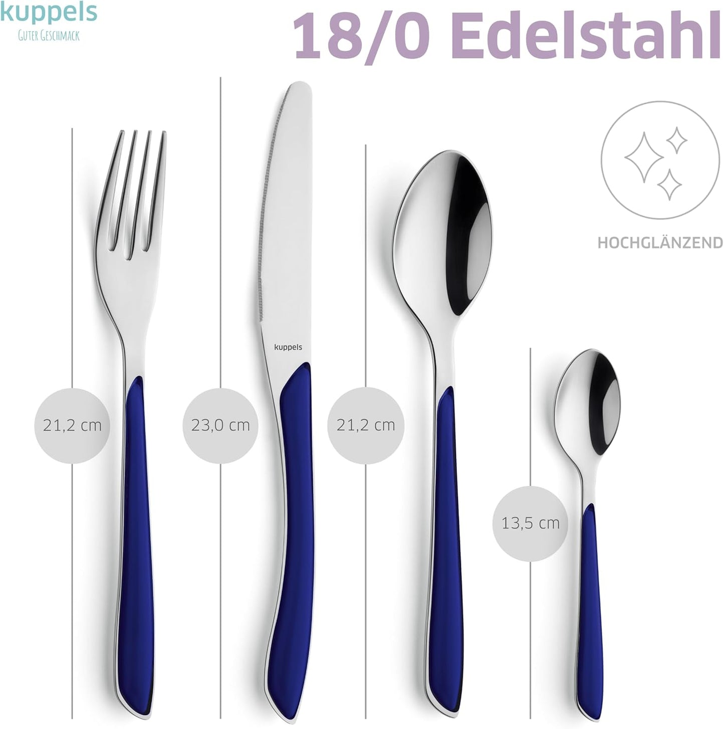 Besteck-Set Prisma, 24-teilig Indigoblau