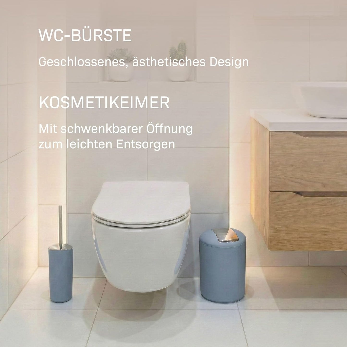 6-teiliges Badezimmer-Zubehörset, Grau