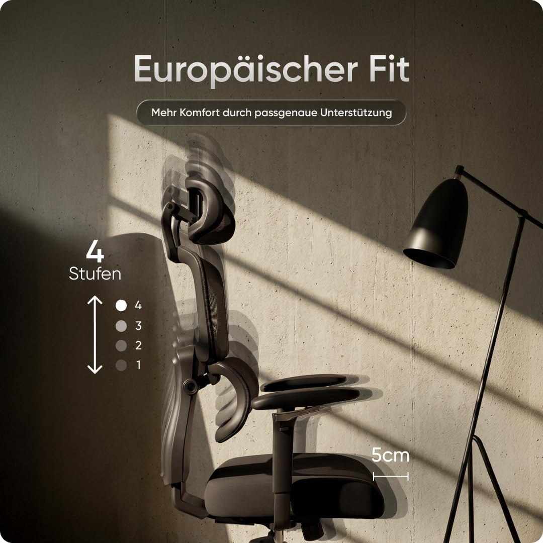 Ergonomischer Bürostuhl, Schwarz Move Pro (47.5-57 cm)