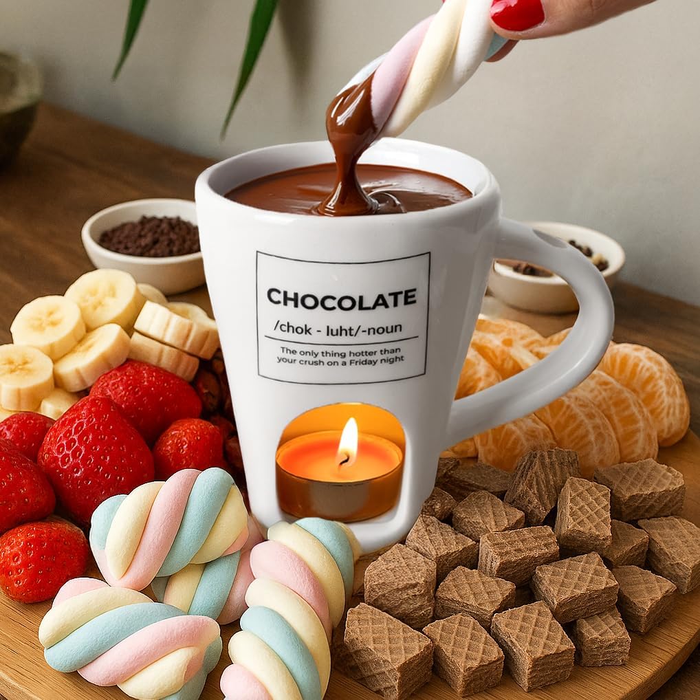 Fondue-Tasse für Schokolade und Käse, Chocolate, Weiß