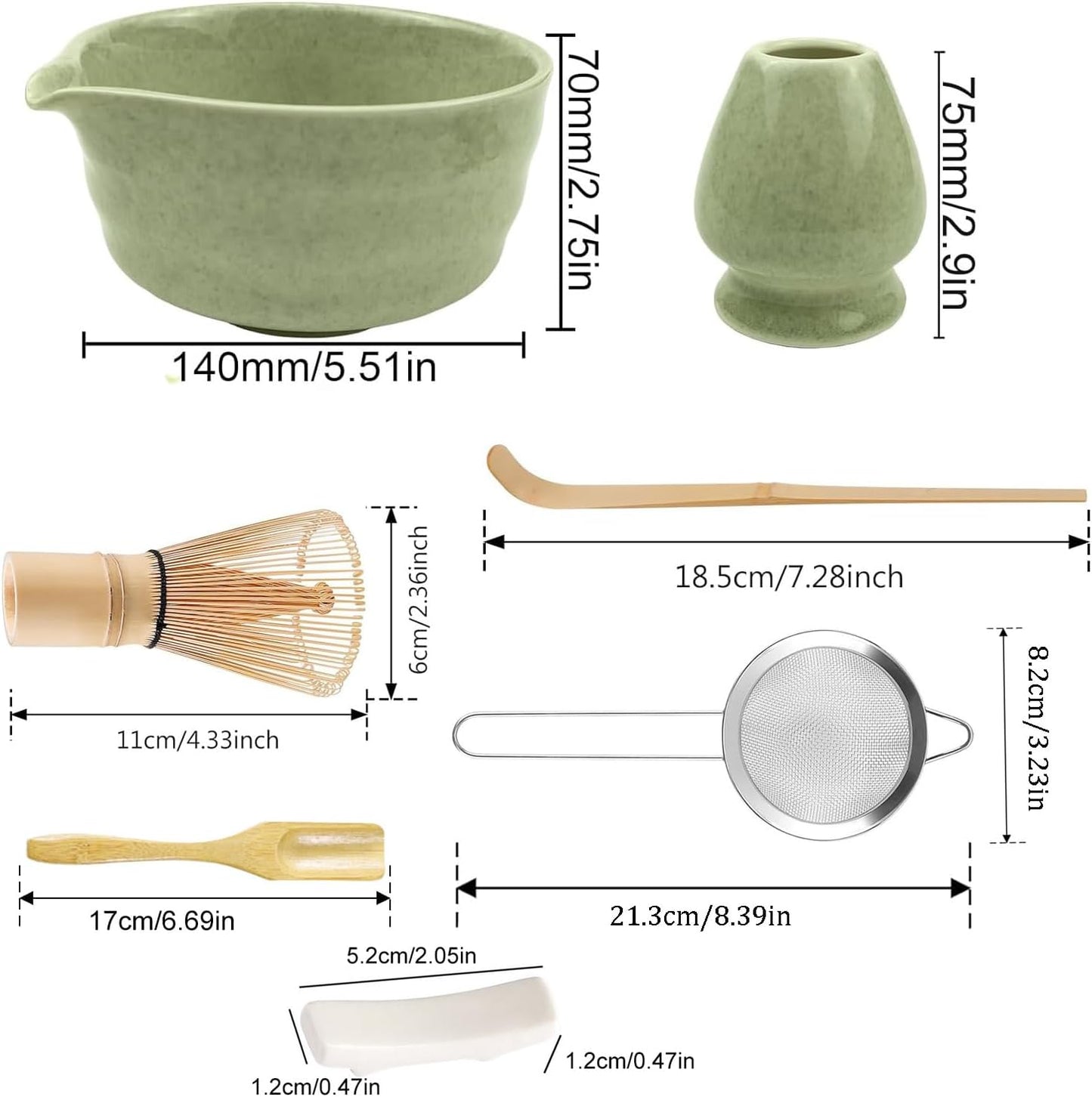 7-teiliges Matcha-Teeset