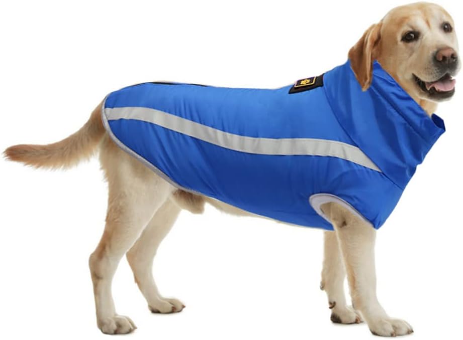 Wasserdichter Winter-Hundemantel mit Fleecefutter, Blau 3XL